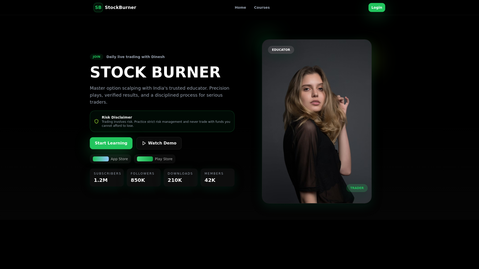 website screenshot of https://stockburner.pages.dev/