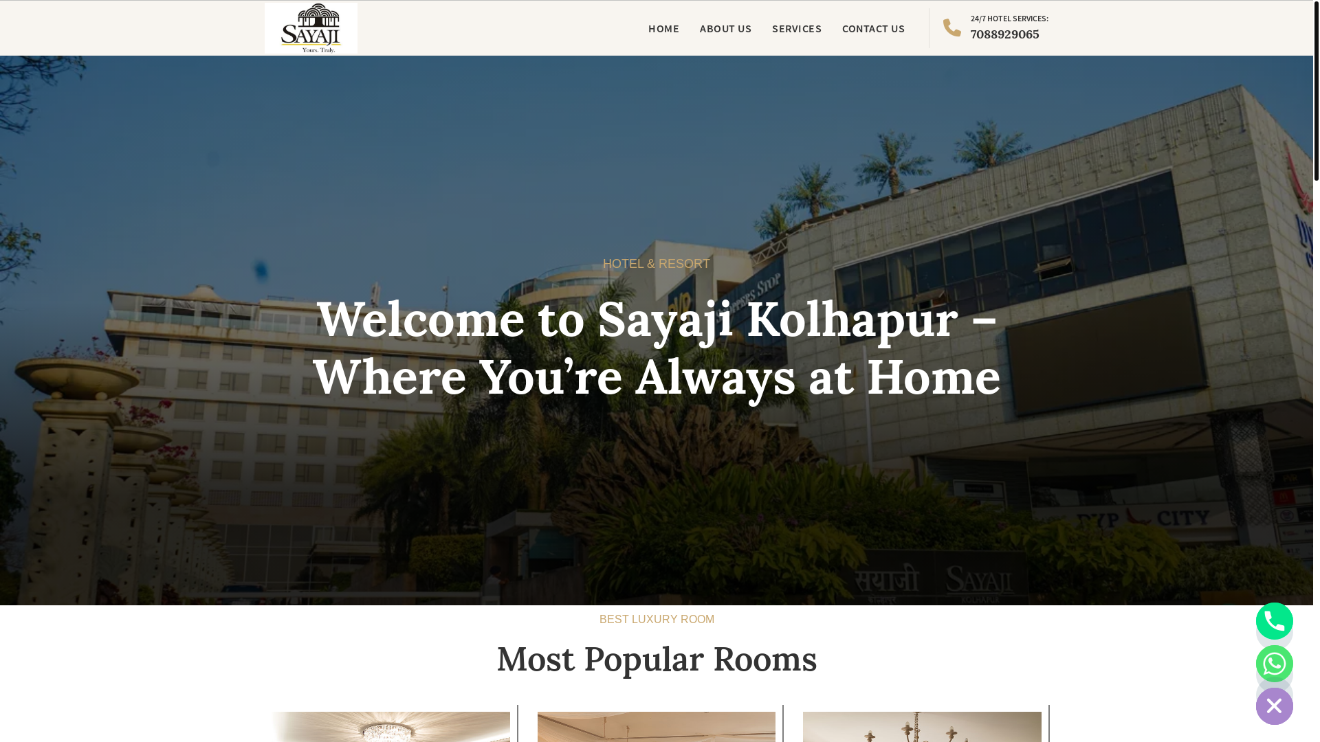 website screenshot of https://sayajihotelskolhapur.in/