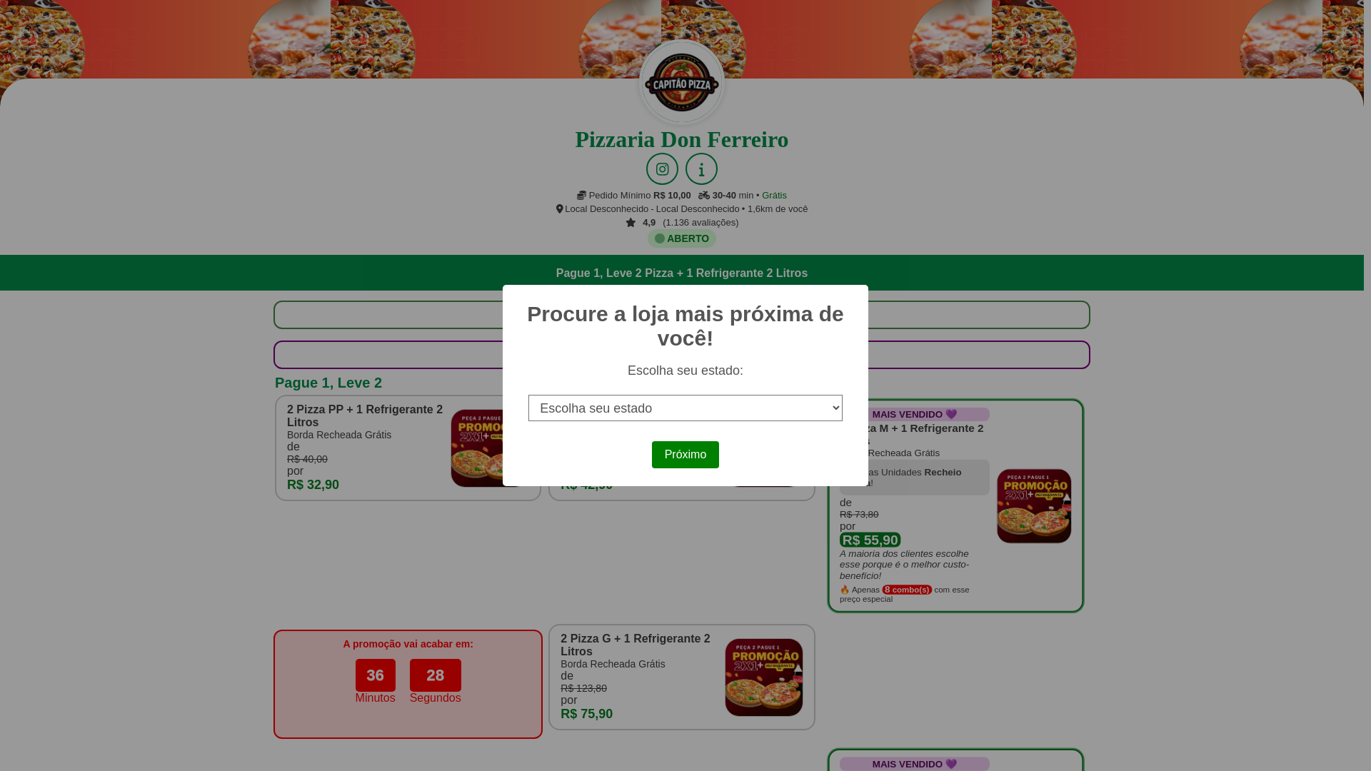 website screenshot of https://pizzaria-captao-oficial.pages.dev/