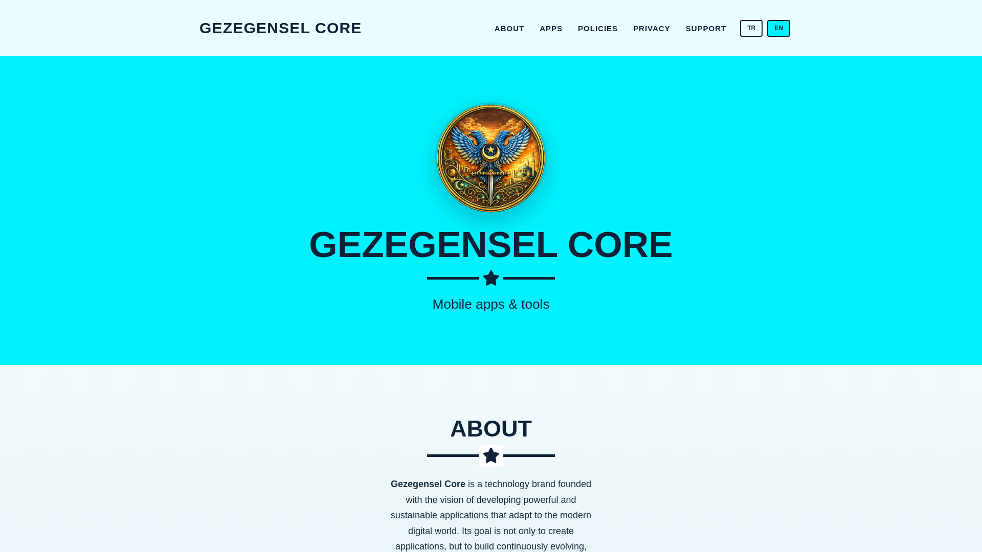 website screenshot of https://gezegenselcore.com/