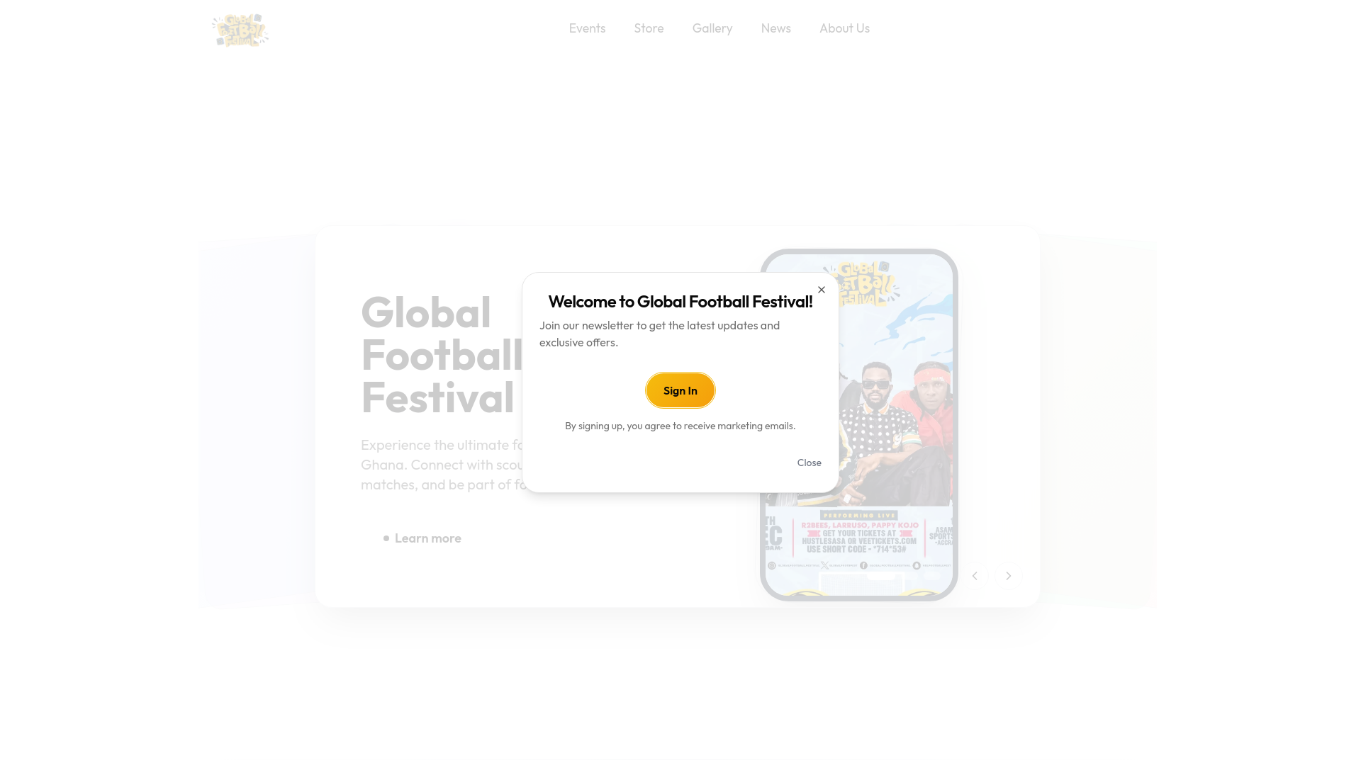 website screenshot of https://globalfootballfestival.pages.dev/