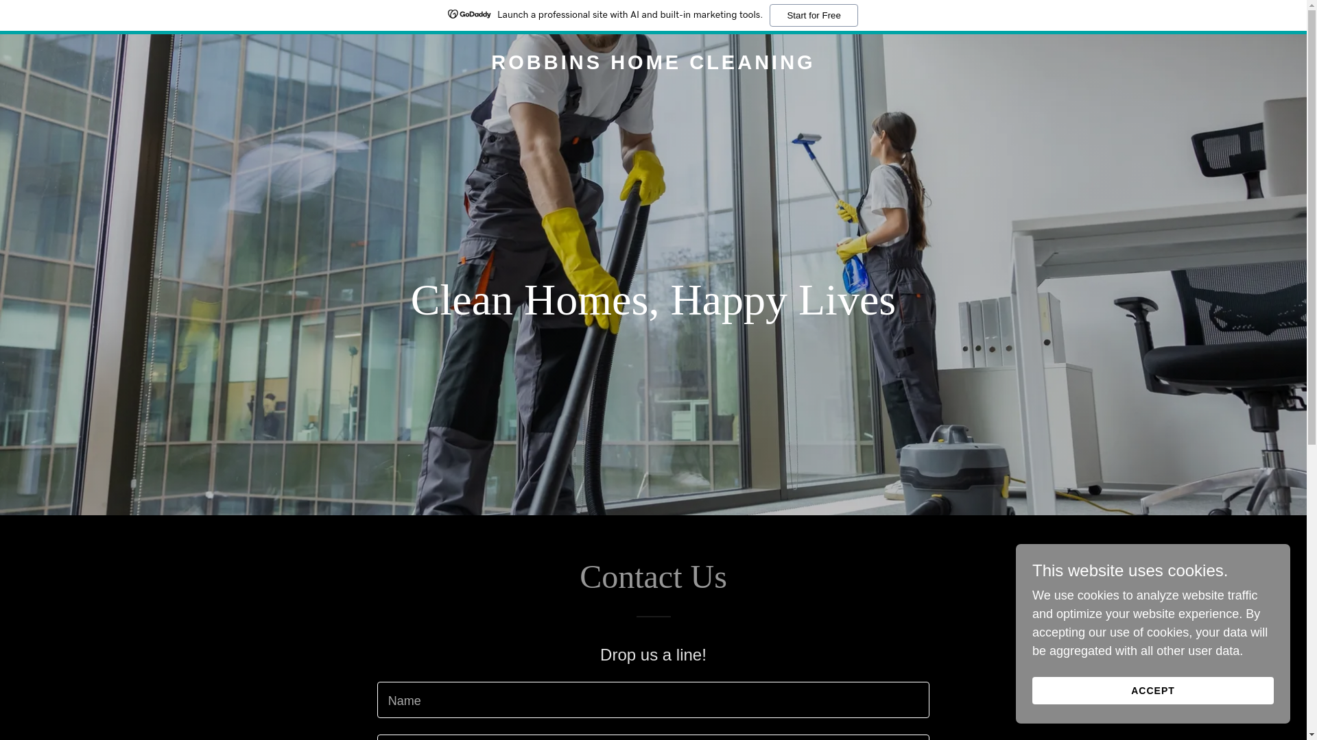 website screenshot of https://robbinshomecleaning.com/
