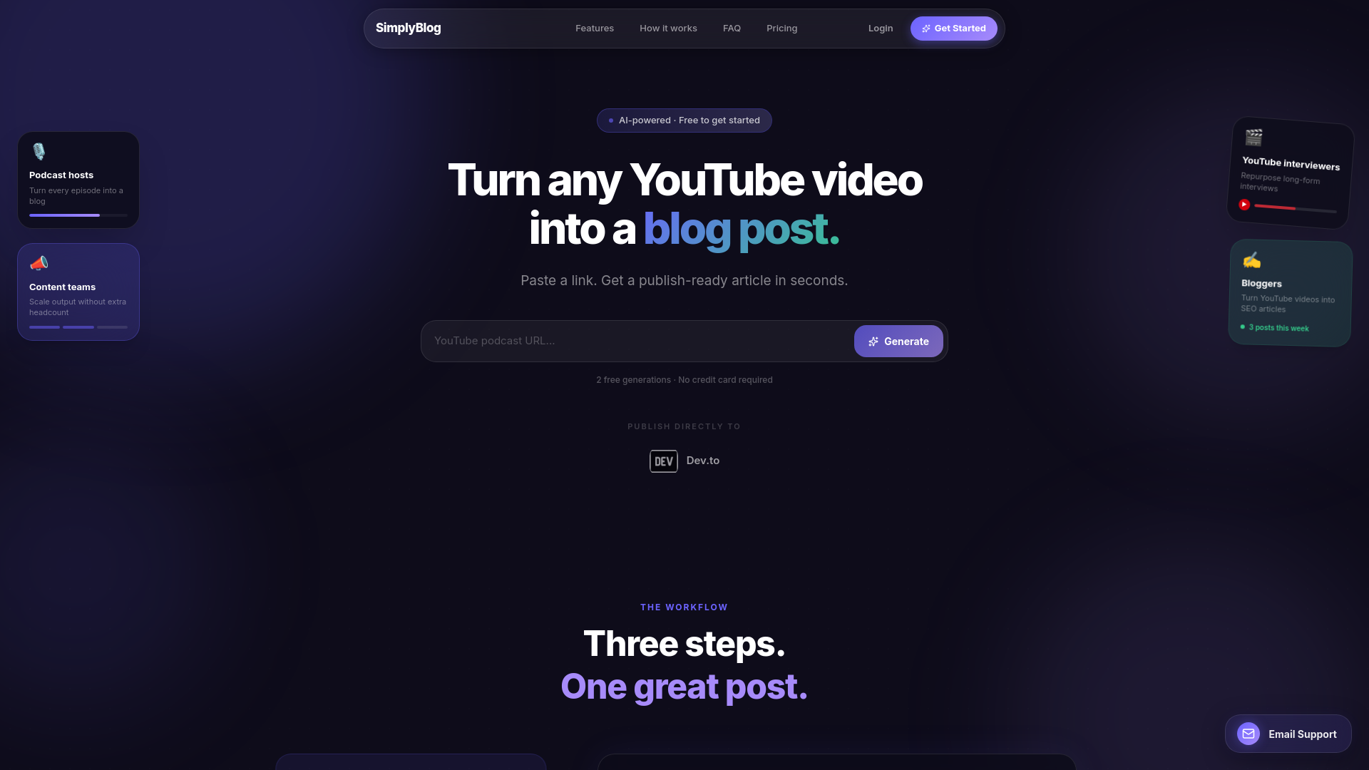 website screenshot of https://simplyblog.space/