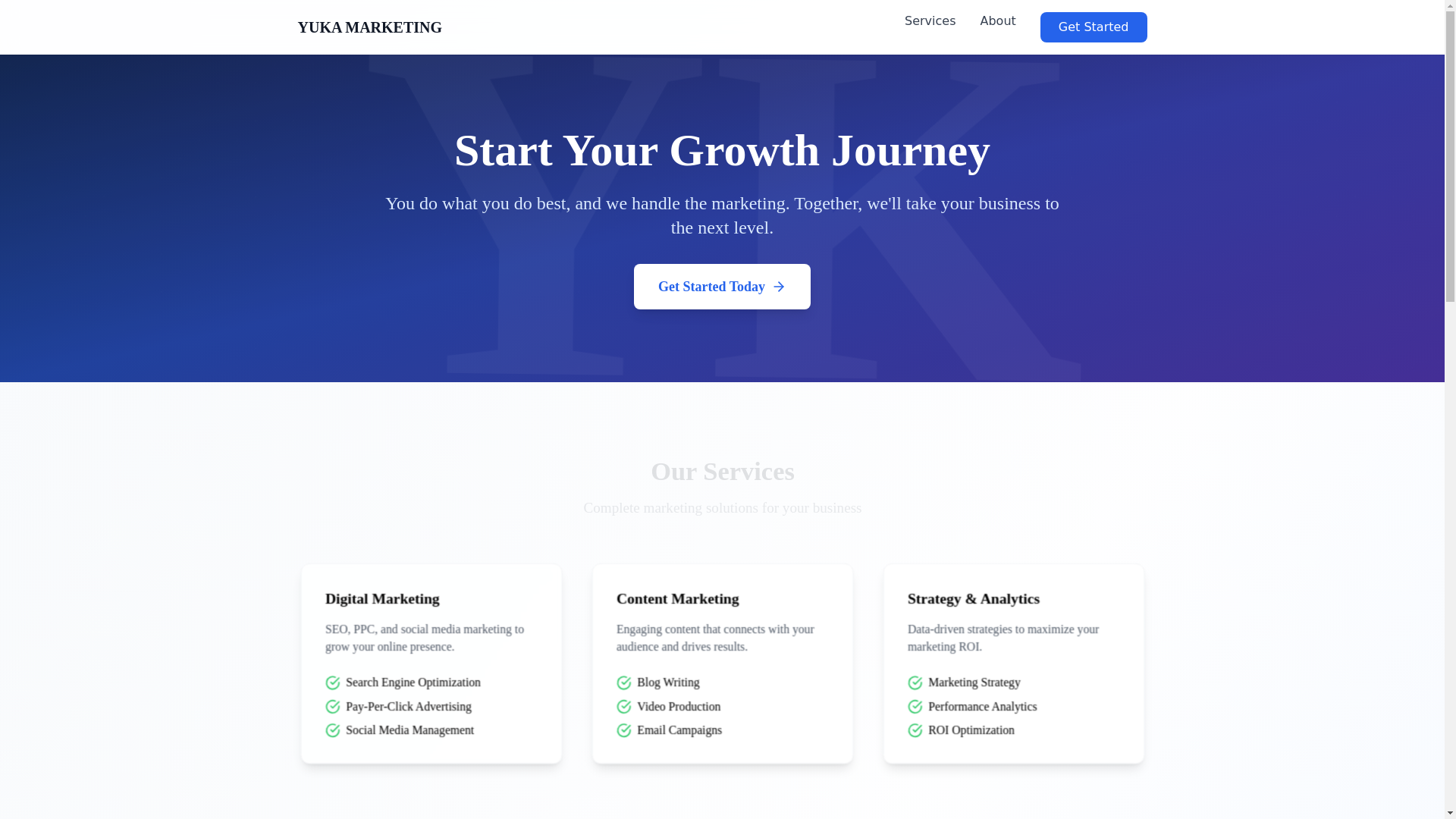 website screenshot of https://yyukamarketing.com/