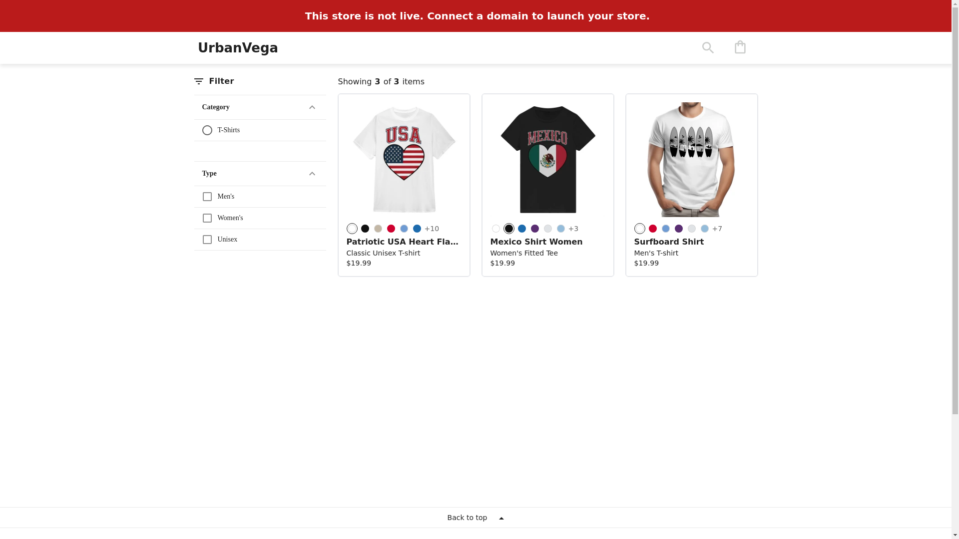 website screenshot of https://urbanvega.store/
