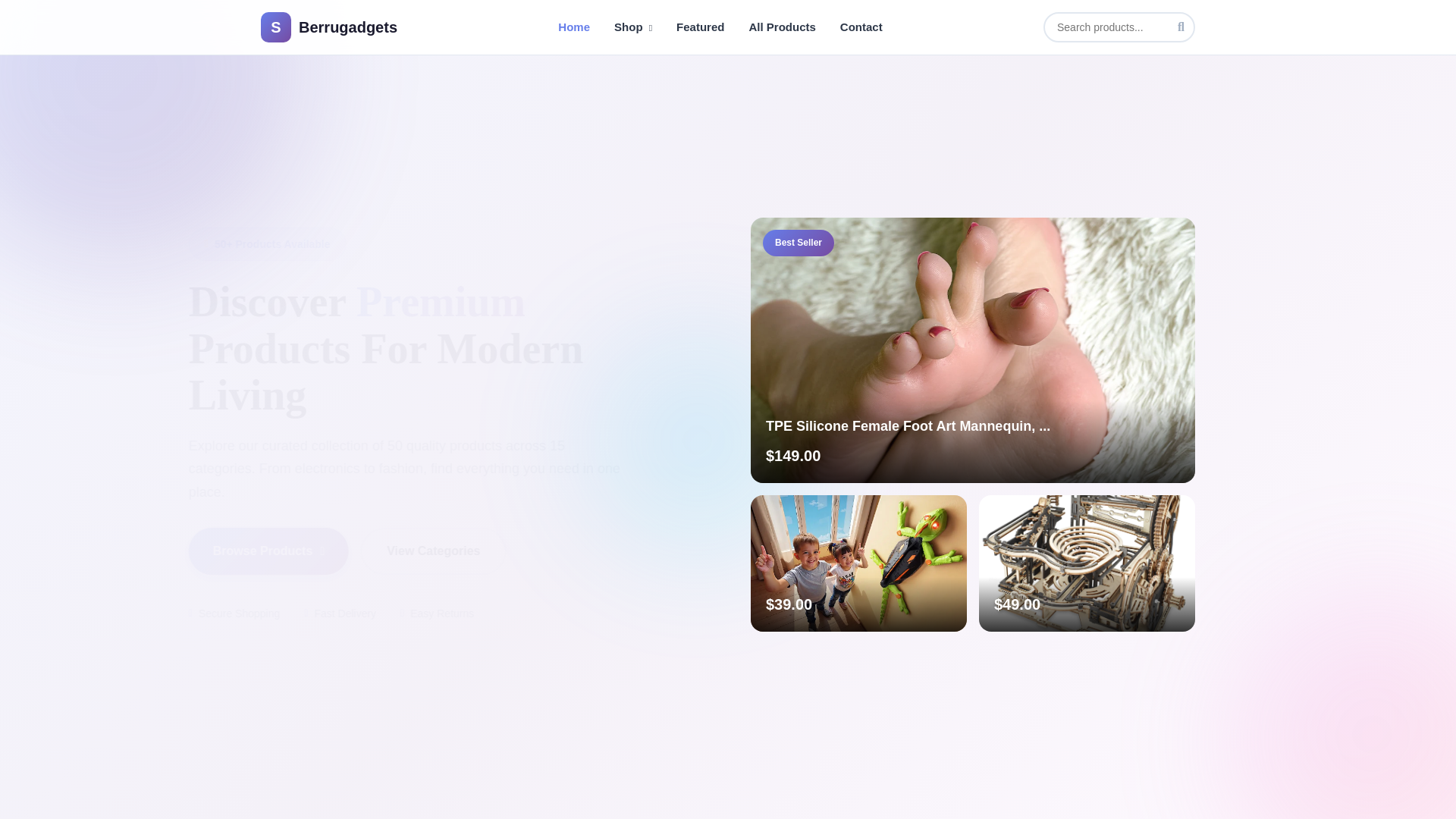 website screenshot of https://berrugadgets.store