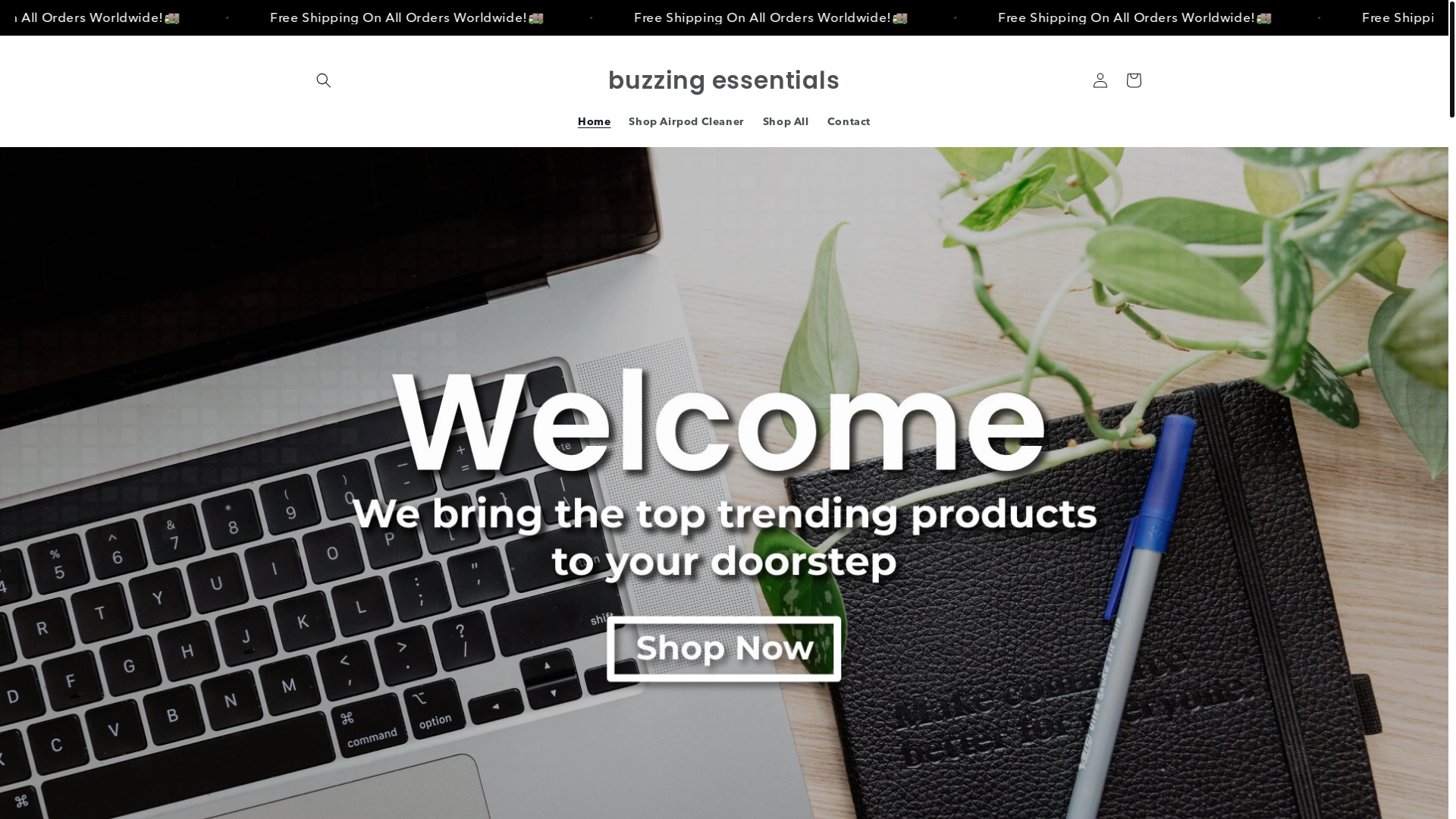 website screenshot of https://buzzingessentials.store/
