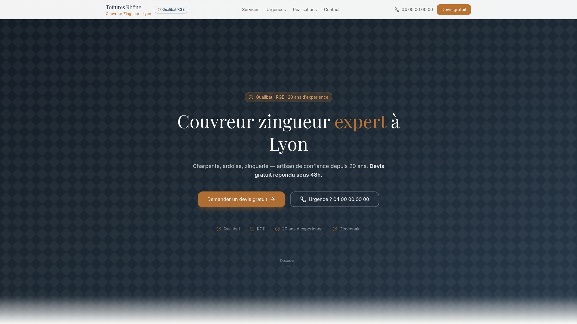 website screenshot of https://couvreur-rhone.pages.dev/