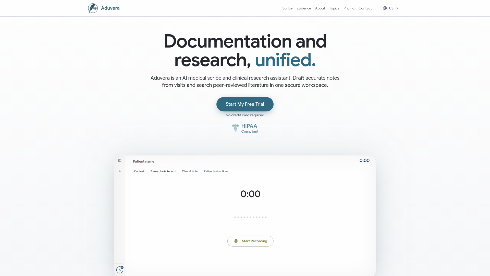 website screenshot of https://aduverahealth.com/