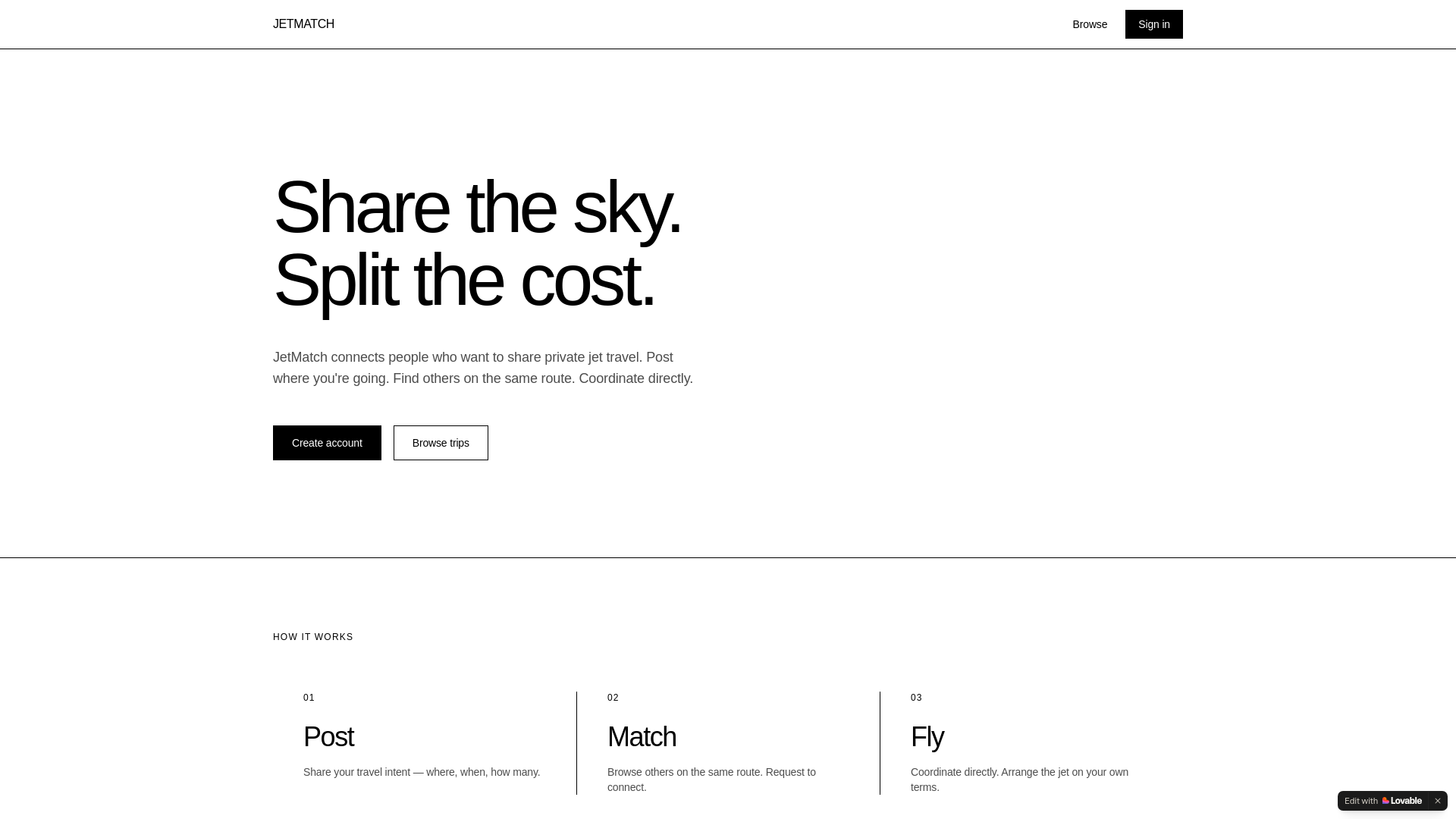 website screenshot of https://jetmatchapp.com/