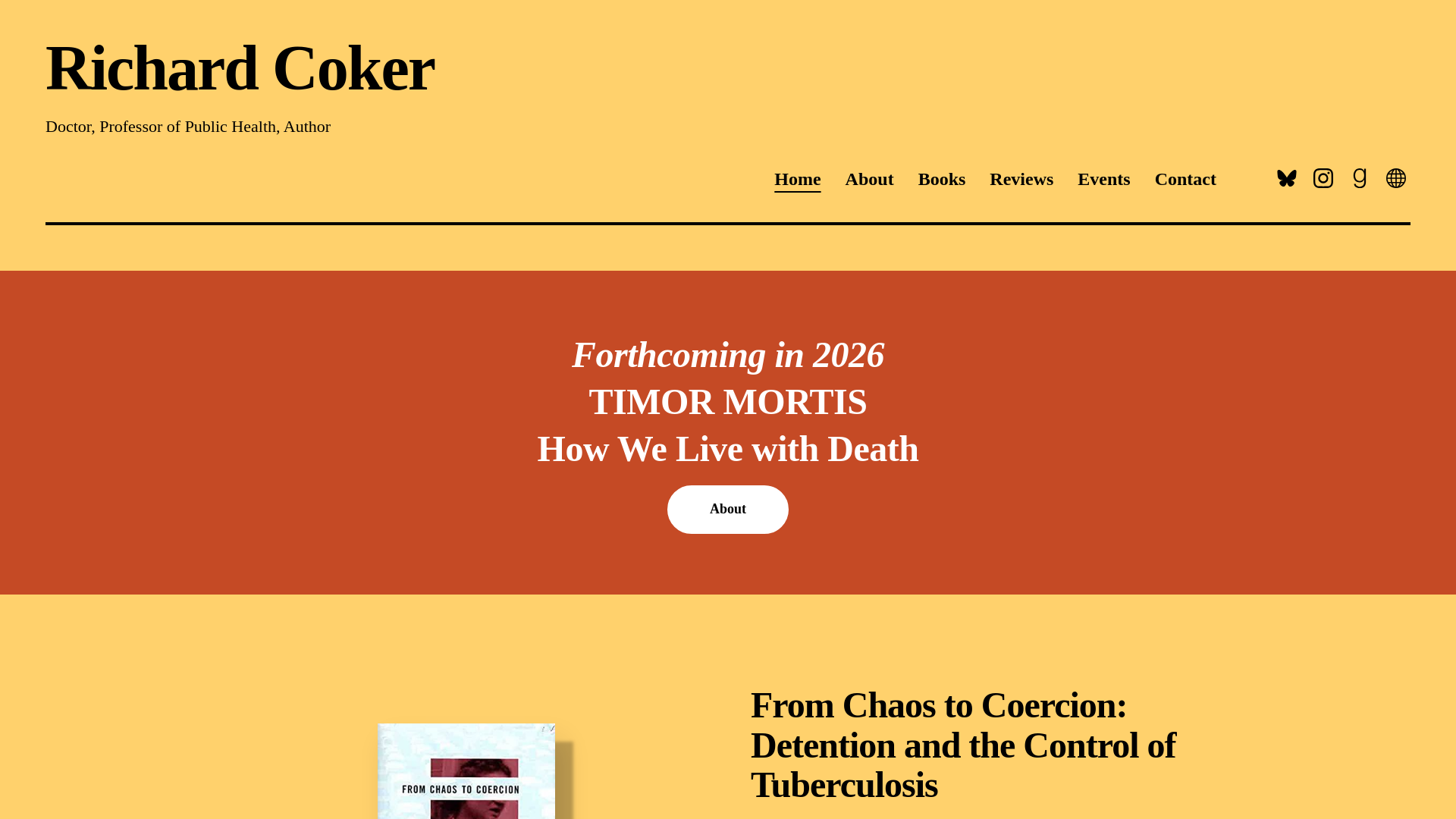 website screenshot of https://richardcokerbooks.org/