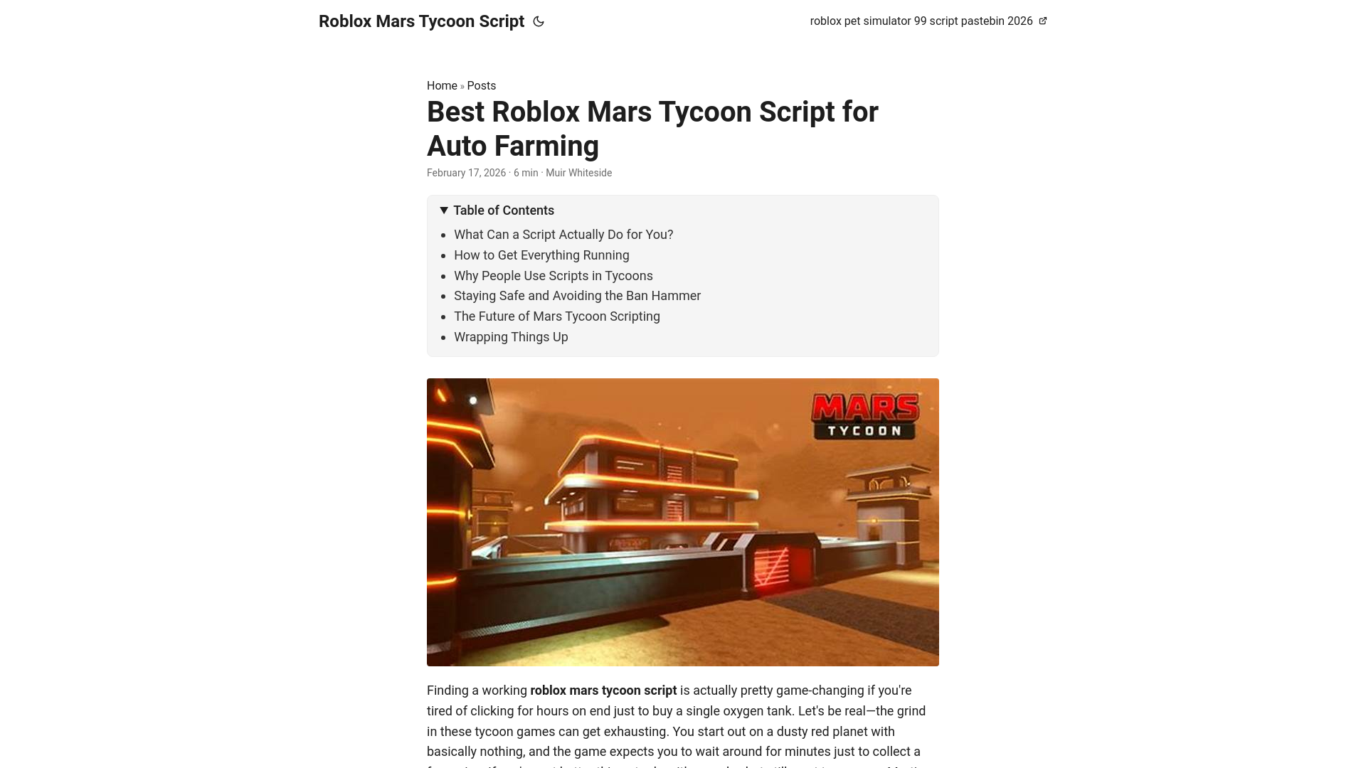 website screenshot of https://roblox-mars-tycoon-script.pages.dev/