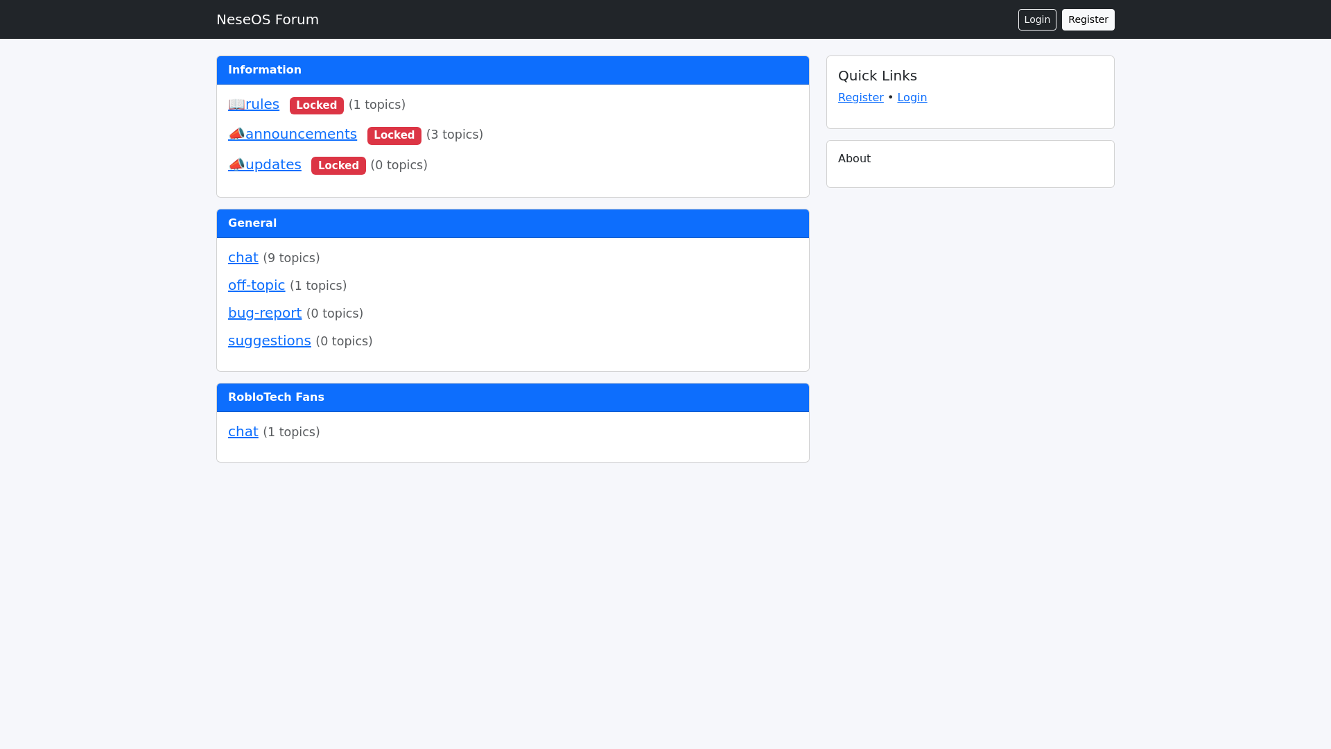 website screenshot of https://forum.neseos.xo.je/