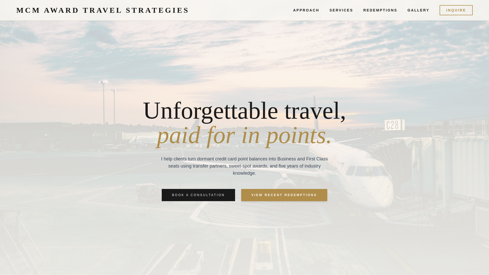 website screenshot of https://mcmawardtravelstrategies.com/