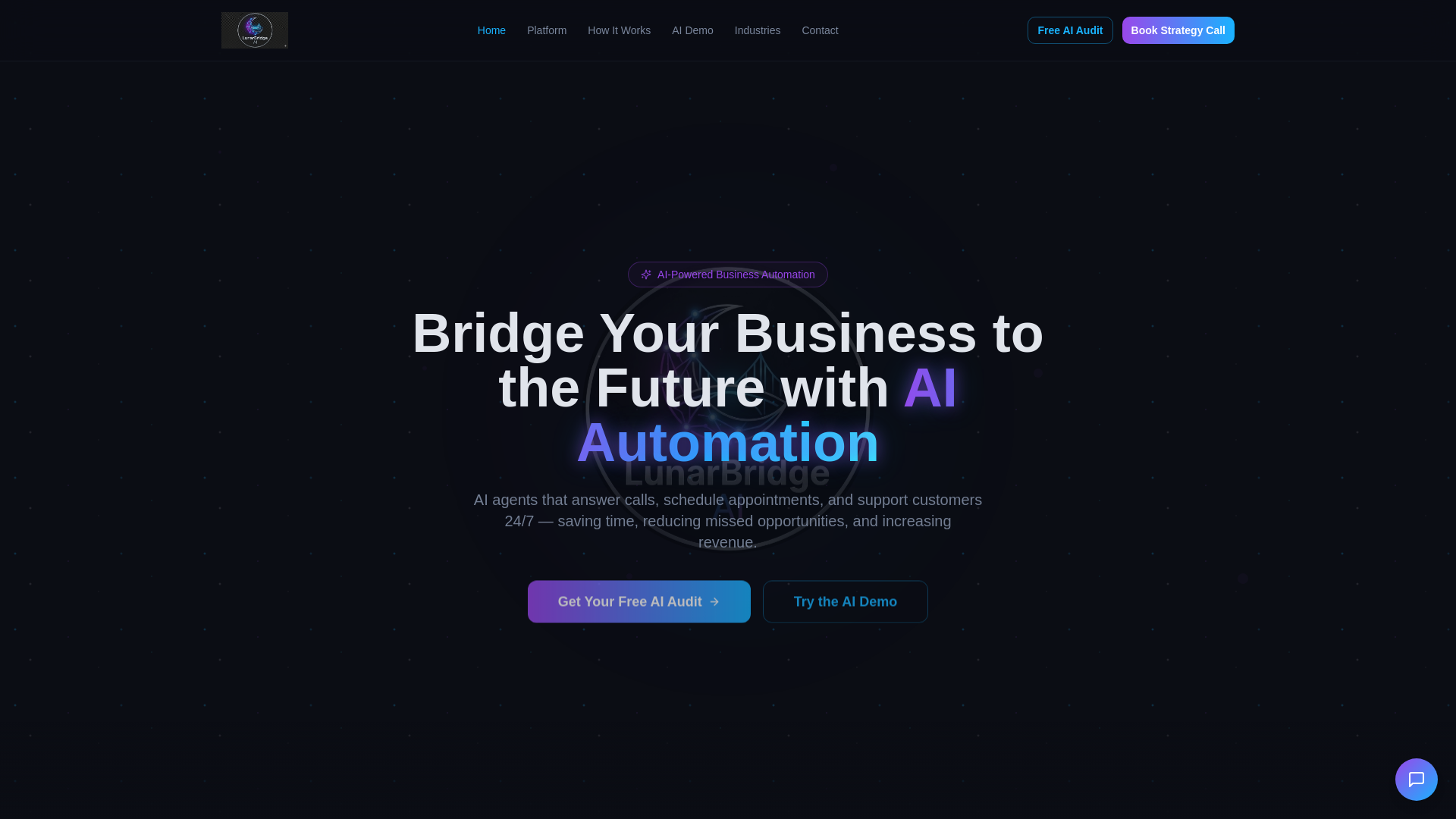 website screenshot of https://lunarbridgeai.com/