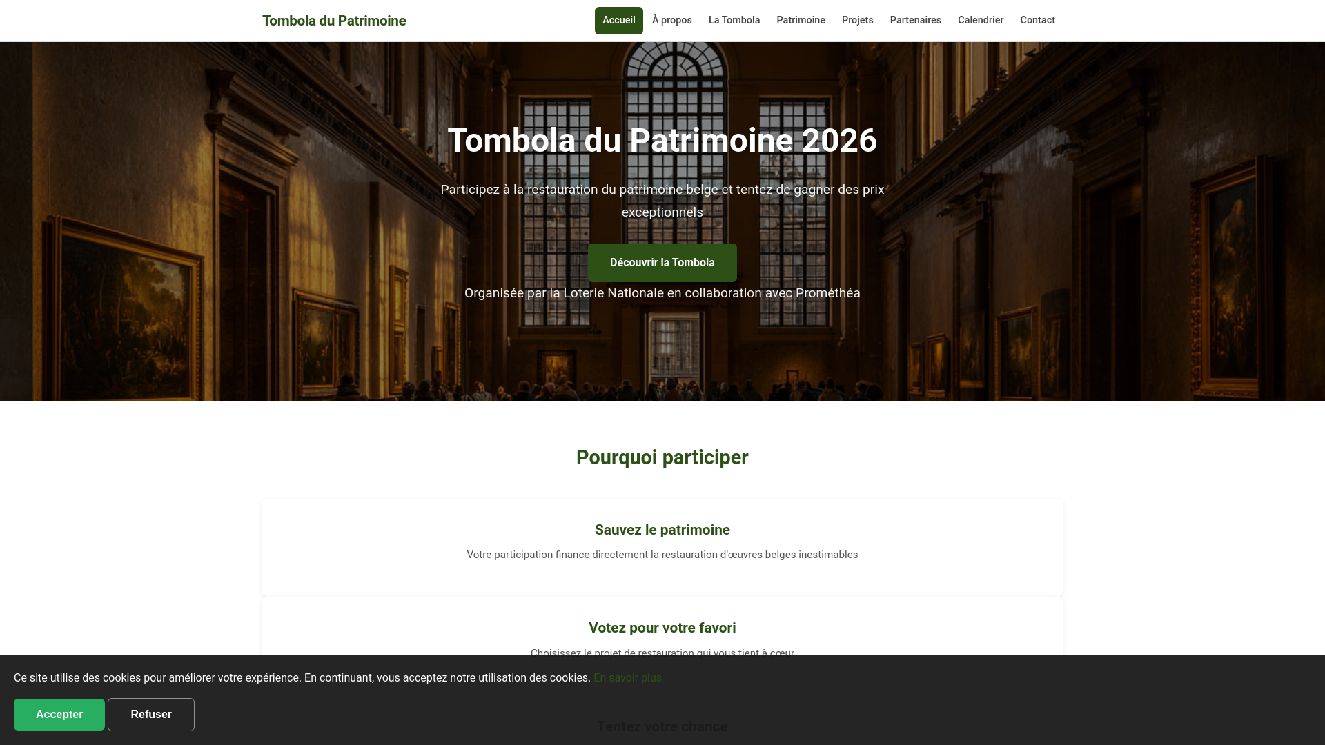 website screenshot of https://prometheatombola.com