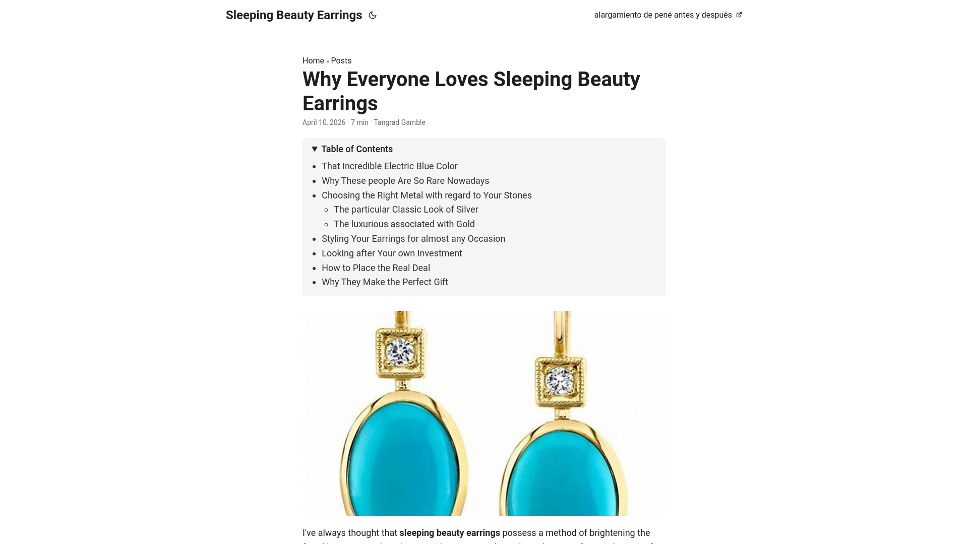 website screenshot of https://sleeping-beauty-earrings.pages.dev/