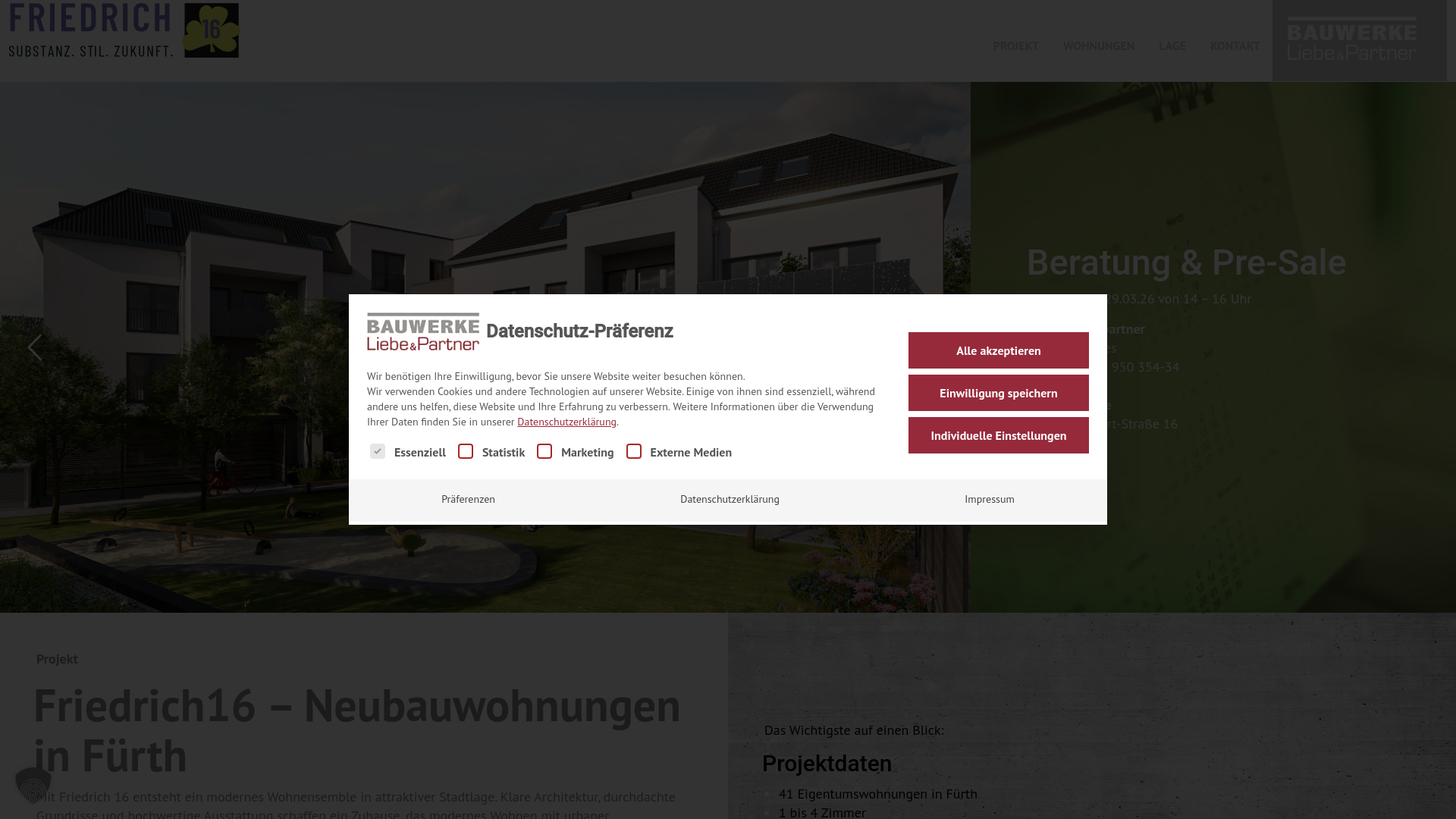 website screenshot of https://friedrich16-wohnungen.de/