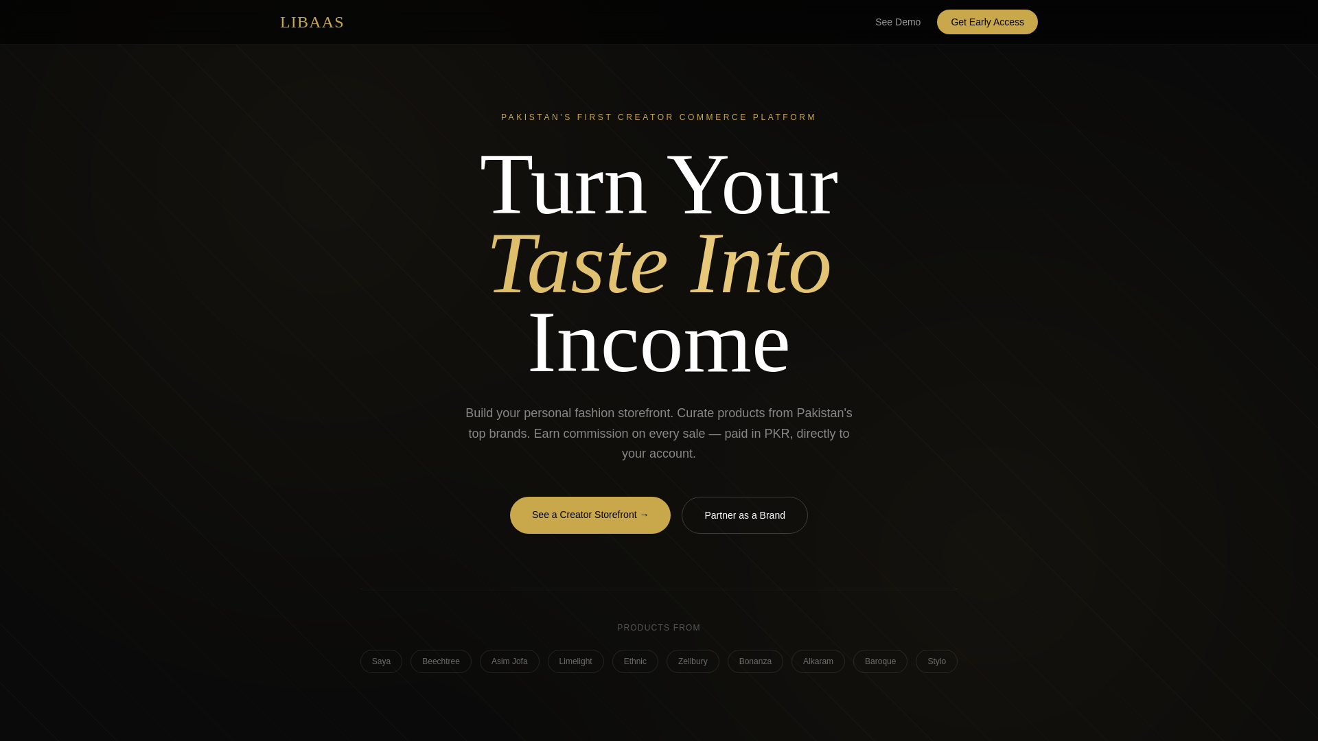 website screenshot of https://thelibaas.pk/