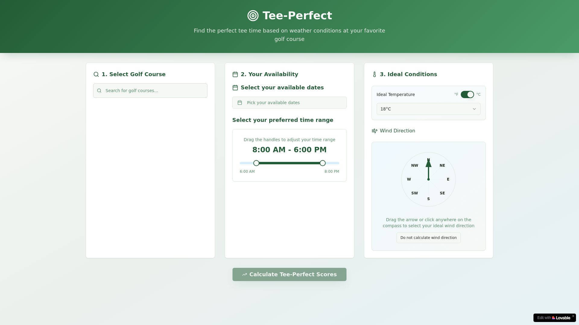 website screenshot of https://teeperfect.app/