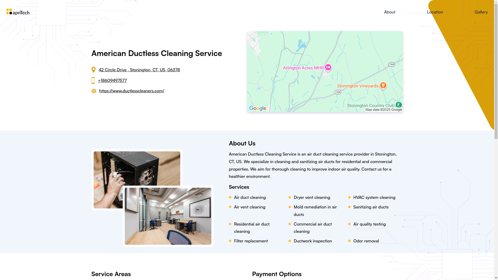 website screenshot of https://americanductlesscleaningservice.online/