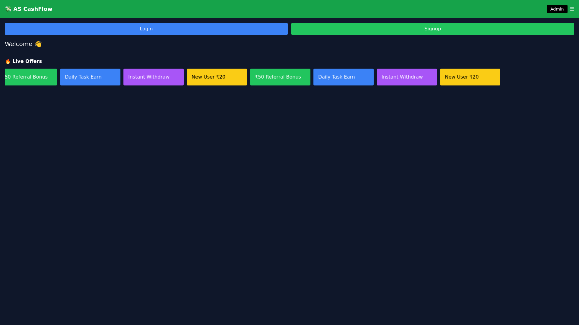 website screenshot of https://ascashflow.site/