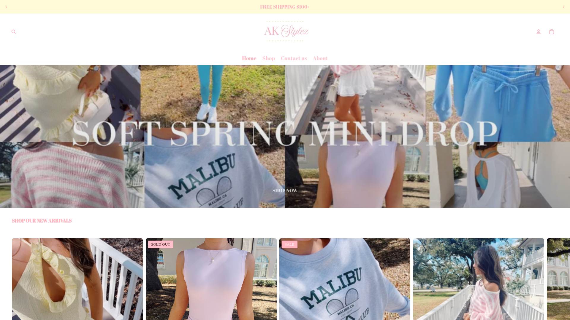 website screenshot of https://akstylezboutique.com