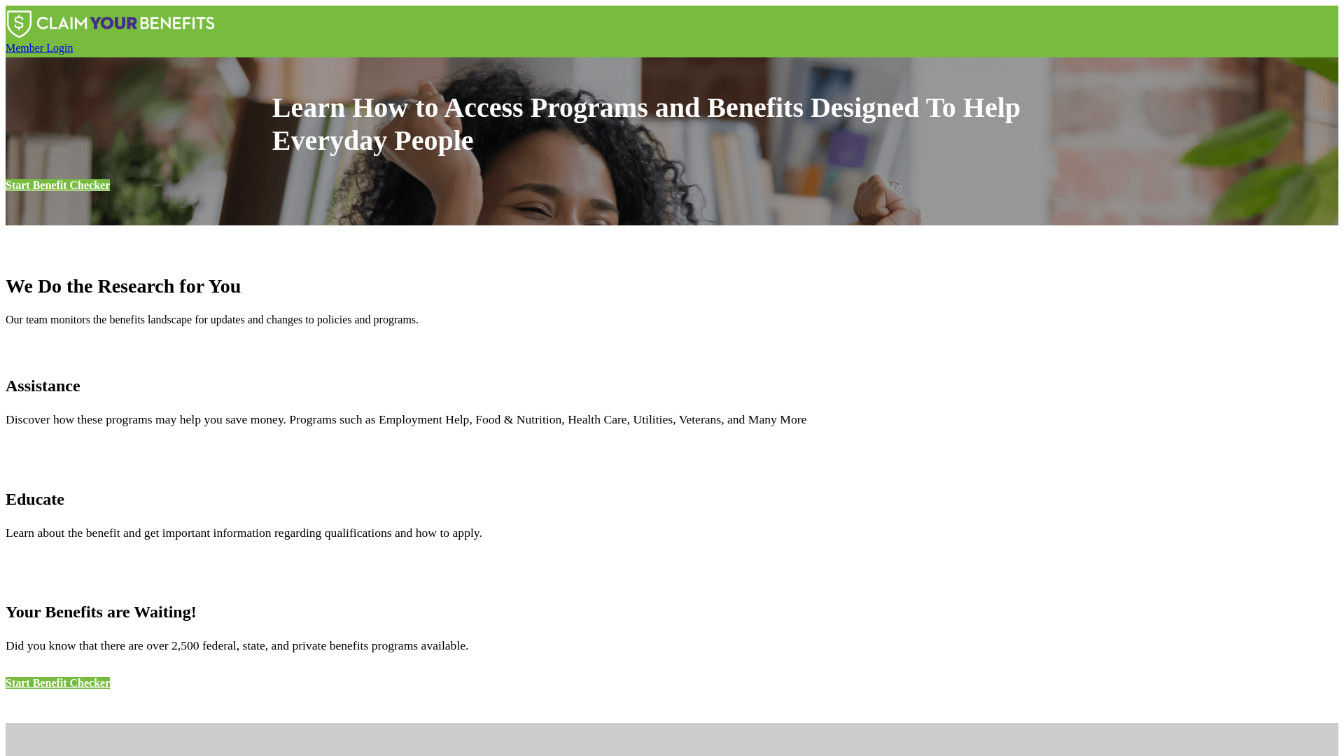 website screenshot of https://rd.claim-yourbenefits.com