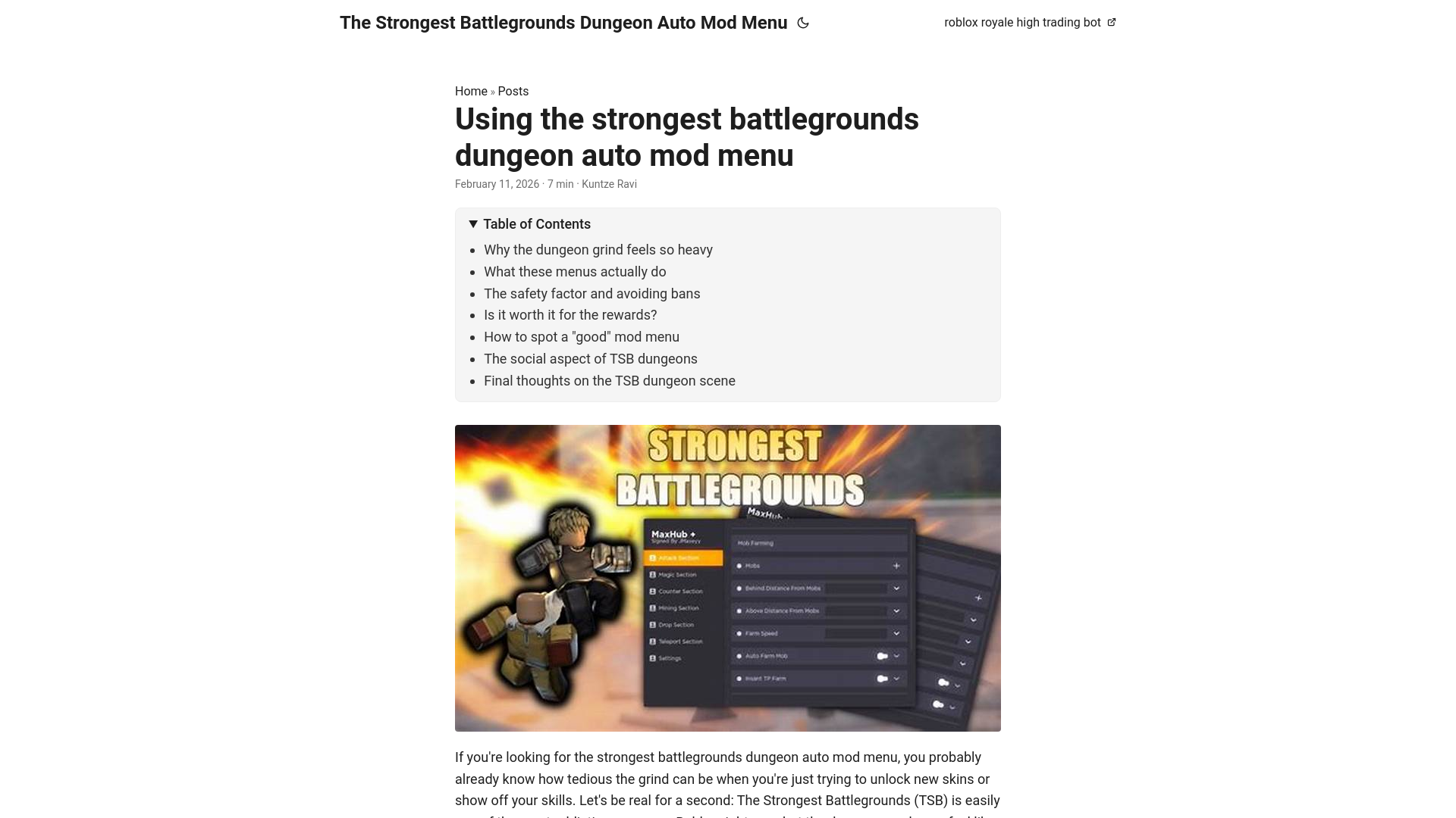 website screenshot of https://the-strongest-battlegrounds-dungeon-auto-mod-menu.pages.dev/
