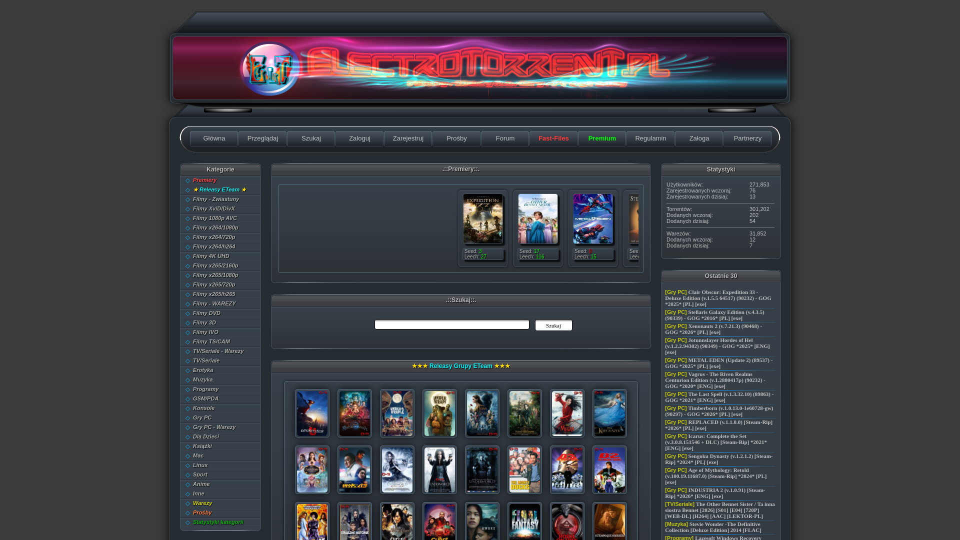 website screenshot of https://electro-torrent.pl