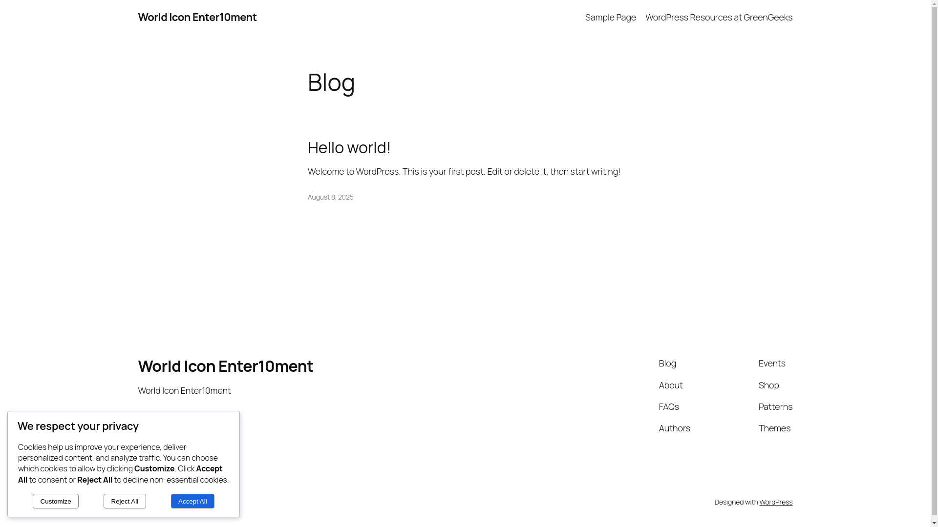 website screenshot of https://worldiconenter10ment.com/