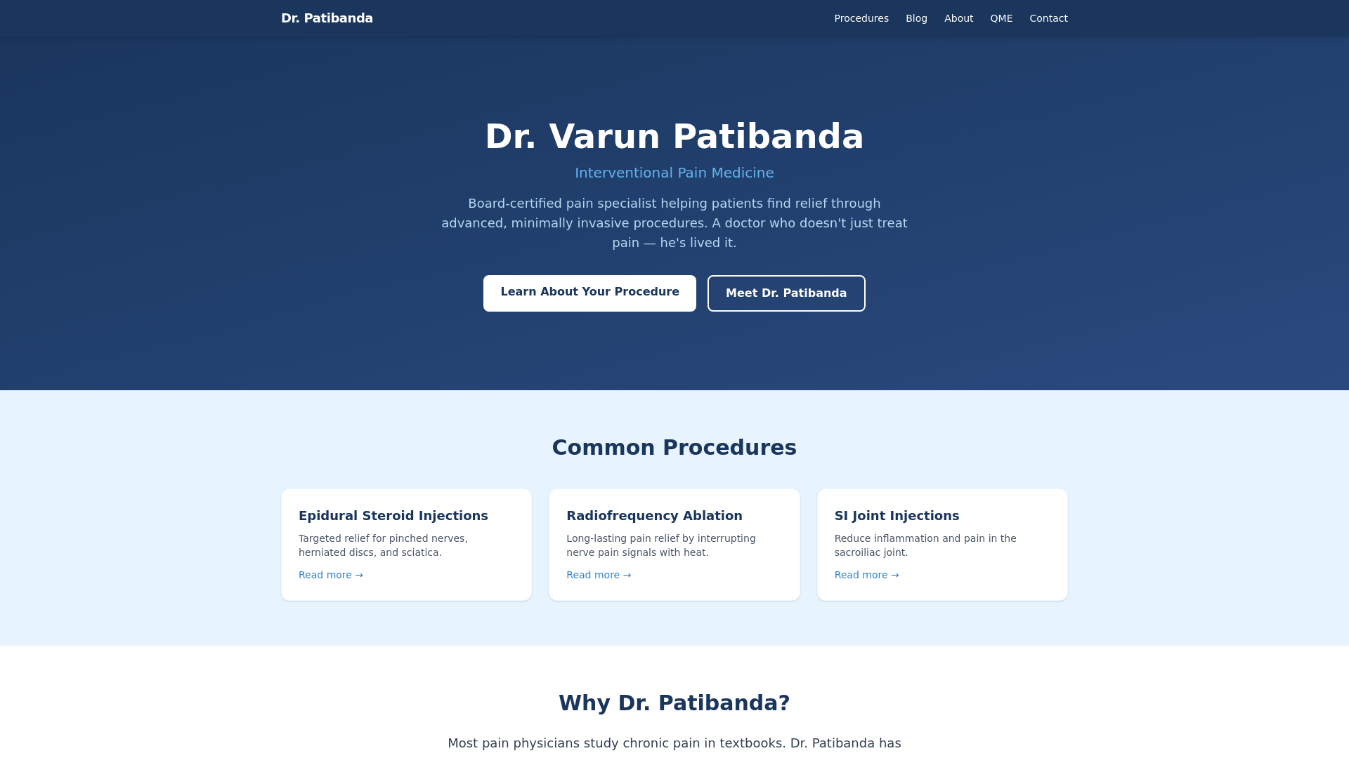 website screenshot of https://drpatibanda.pages.dev/