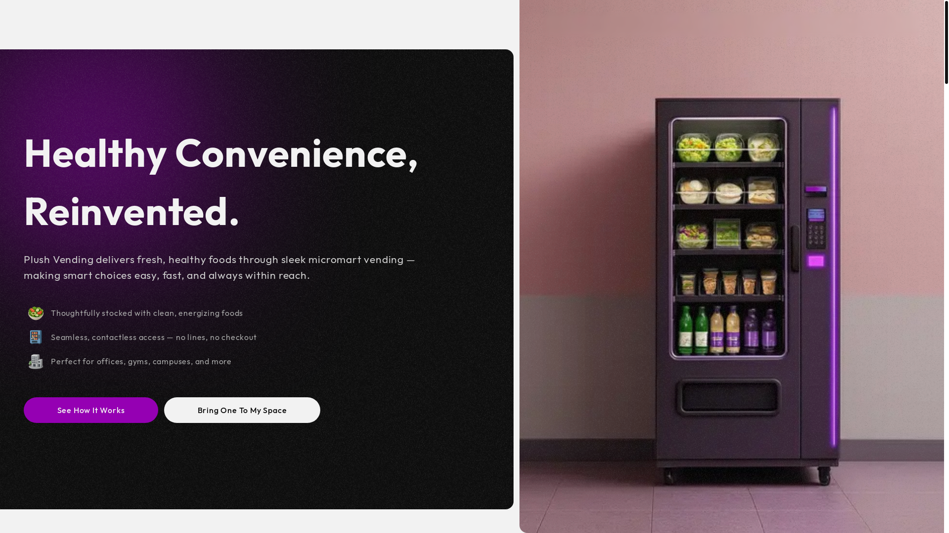 website screenshot of https://plushvending.com/
