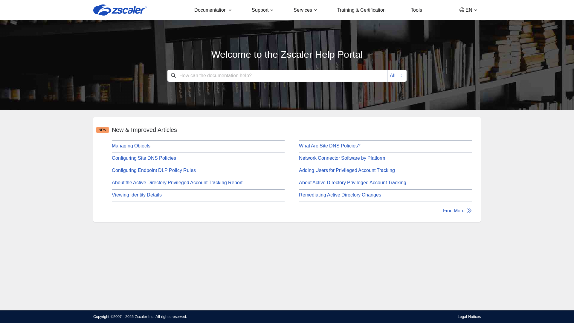 website screenshot of https://help.zscaler.com/