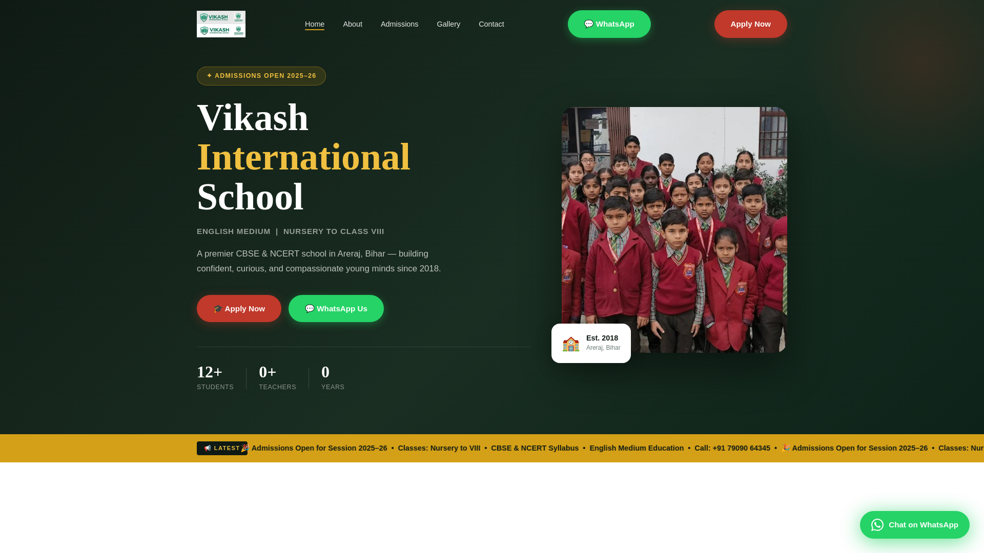website screenshot of https://vikashinternationalschool.online/
