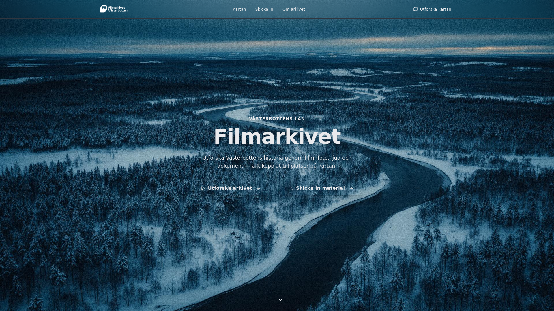 website screenshot of https://filmarkivetvasterbotten.se