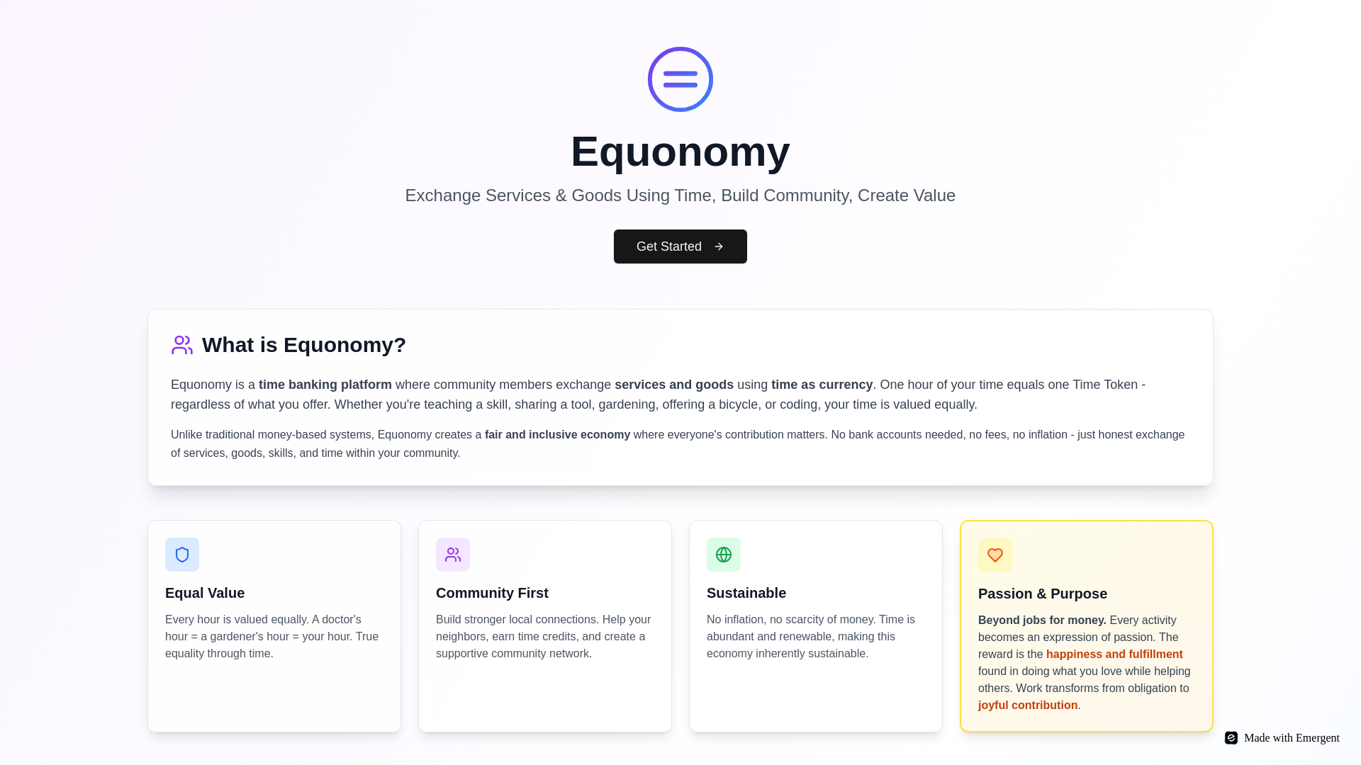 website screenshot of https://equonomy.site/
