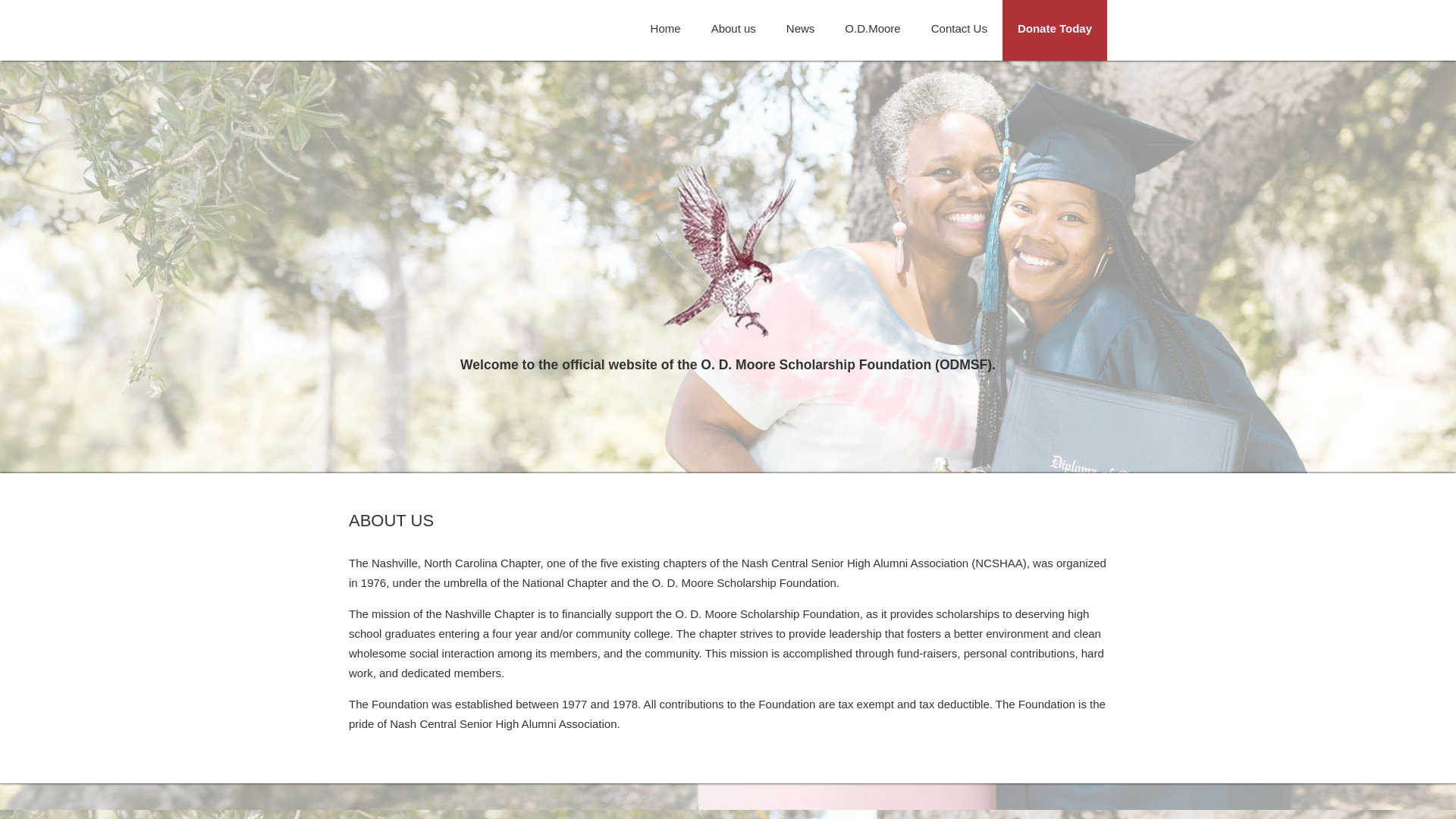 website screenshot of https://odmoorescholarshipfoundation.org