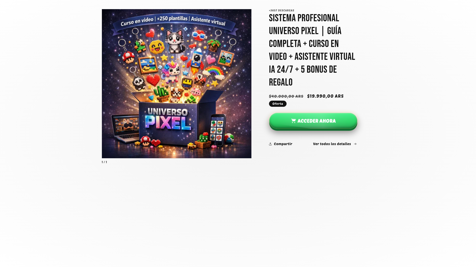 website screenshot of https://universopixel.shop/