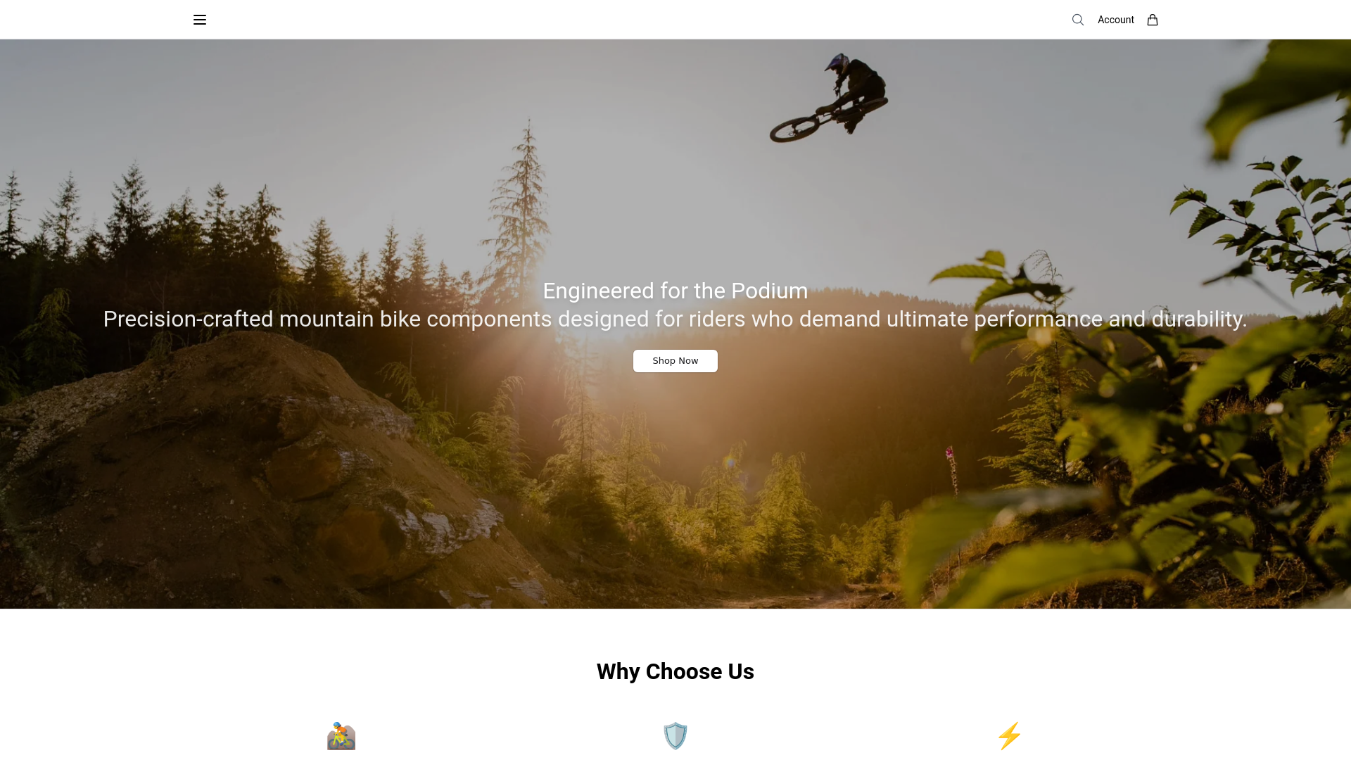 website screenshot of https://titlemtbgear.shop