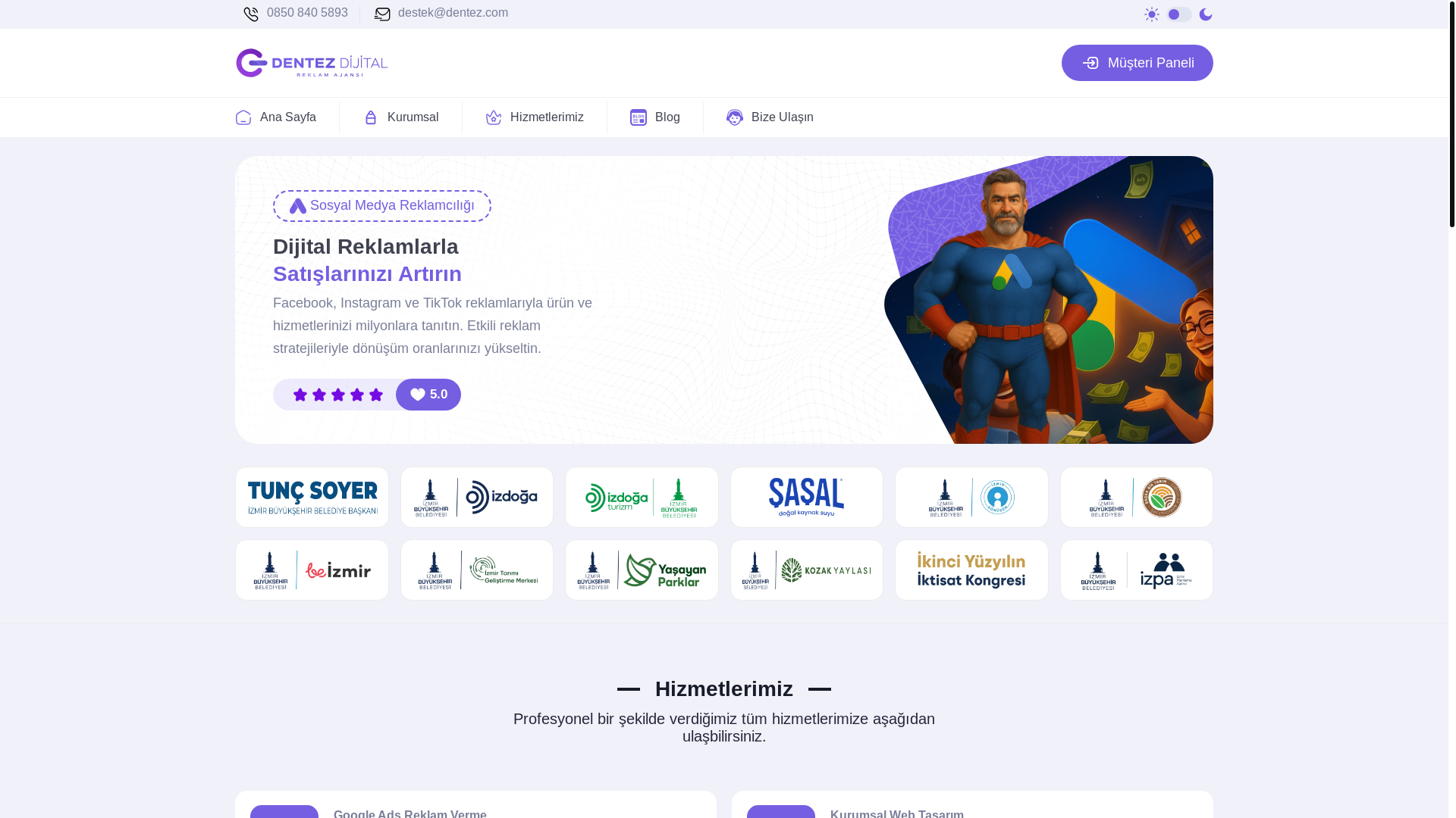 website screenshot of https://sosyalmedyareklamciligi.com.tr/