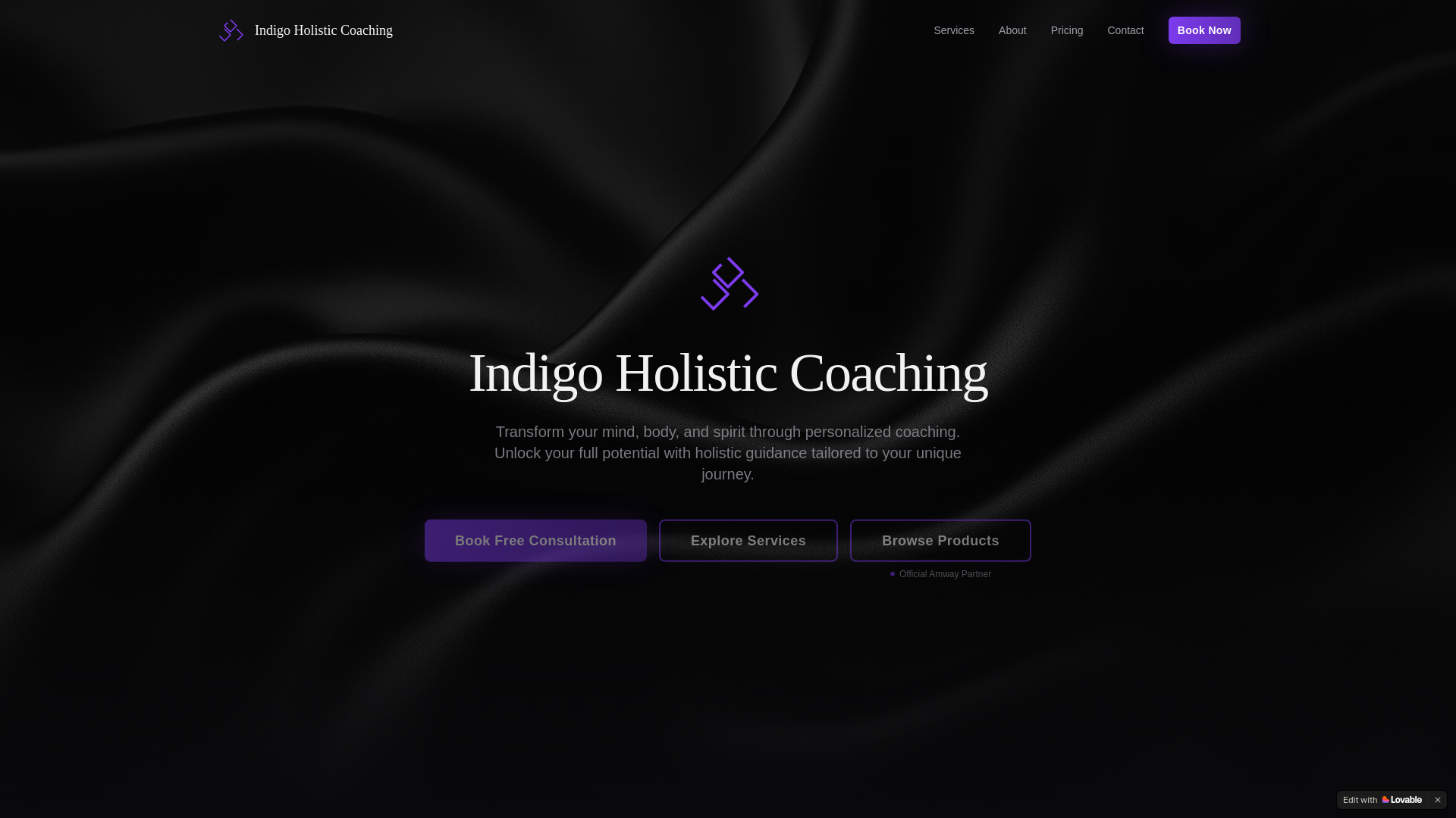 website screenshot of https://indigoholisticcoaching.com