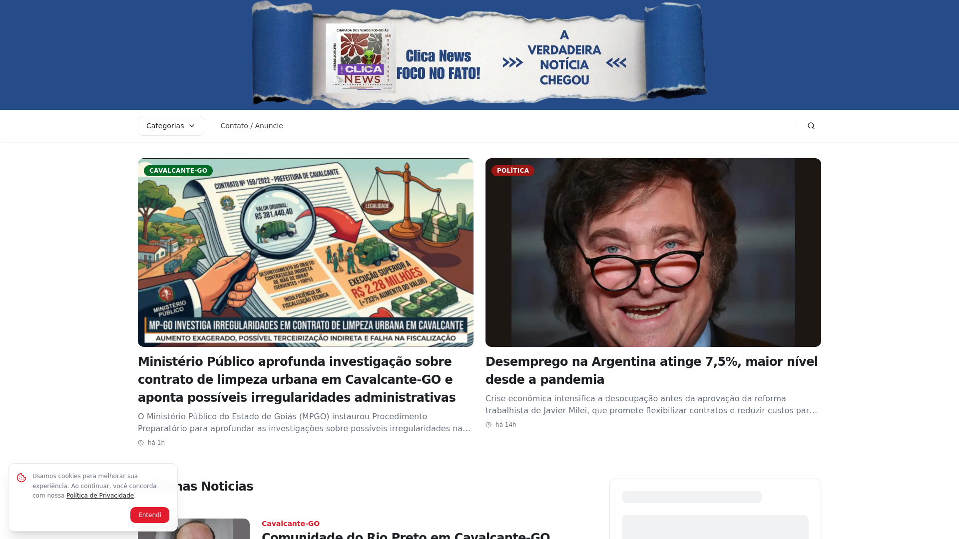 website screenshot of https://redeclicanews.com.br/