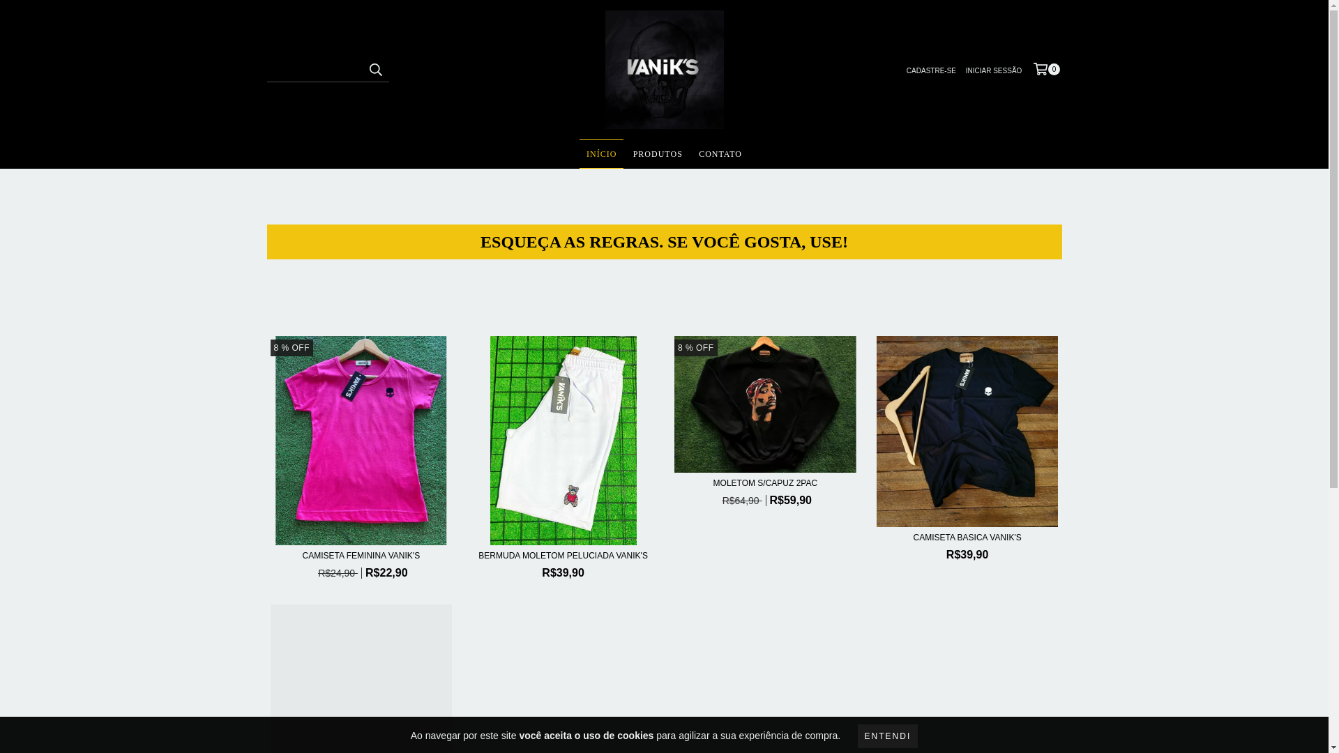 website screenshot of https://vaniks.com.br/