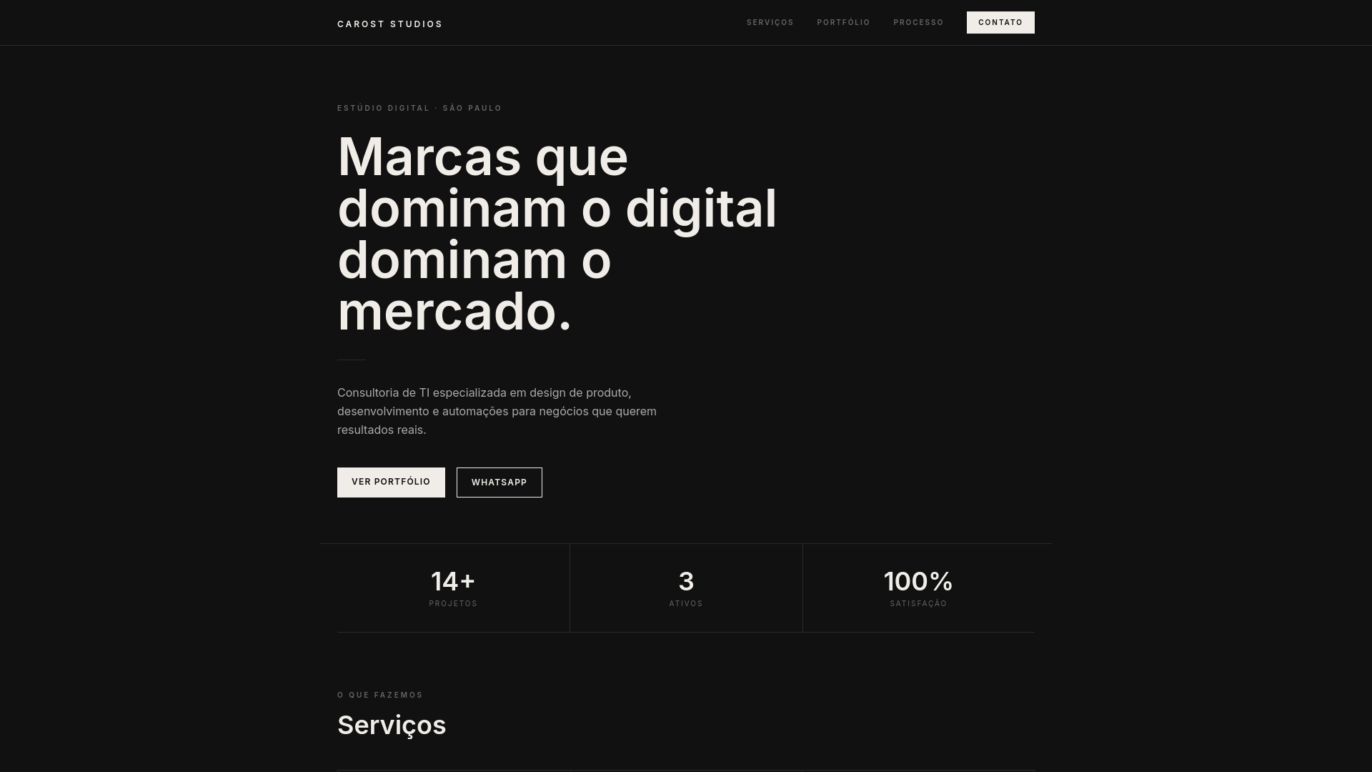 website screenshot of https://caroststudios.com.br/