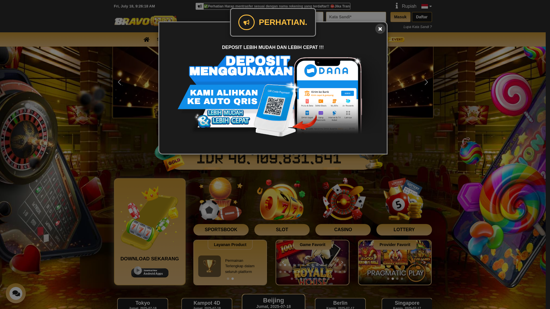 website screenshot of https://bravobahagia.vip/