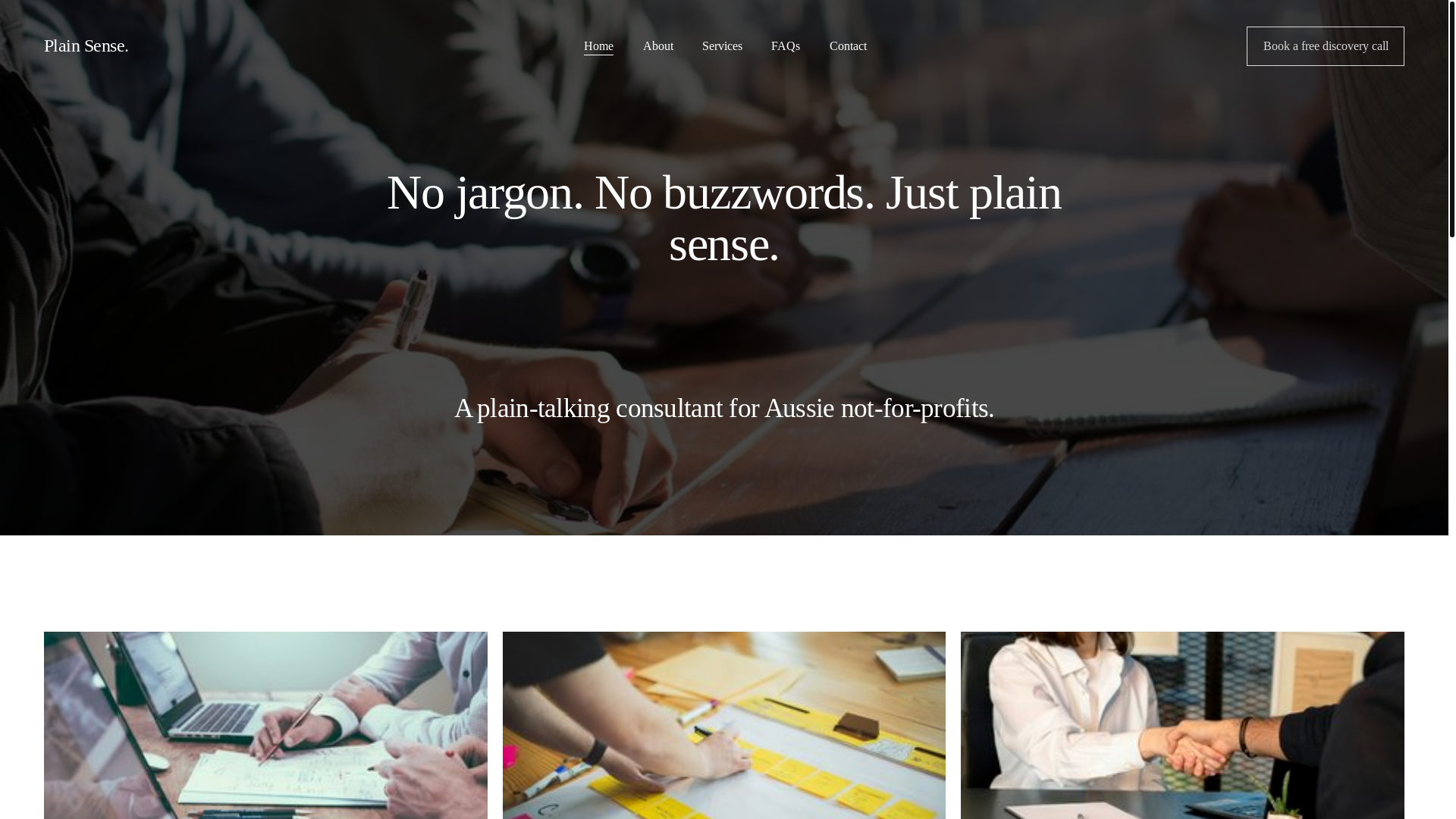 website screenshot of https://plainsense.au/