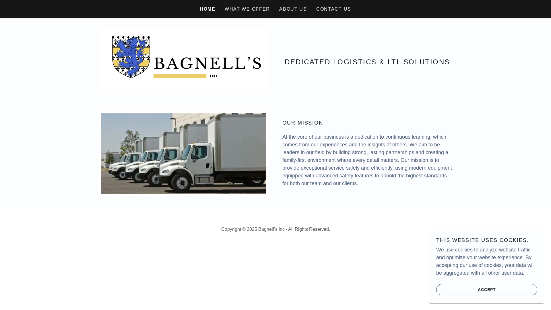 website screenshot of https://bagnellsinc.ca/