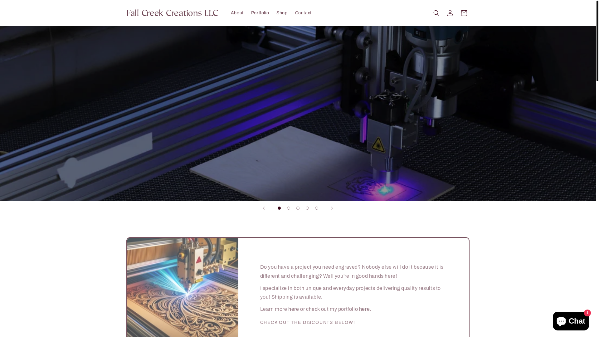 website screenshot of https://fallcreekengraving.com/