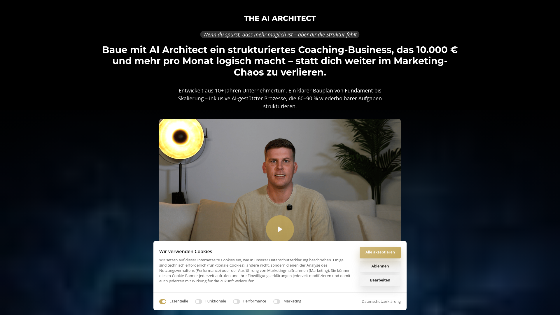 website screenshot of https://the-ai-architect.de/